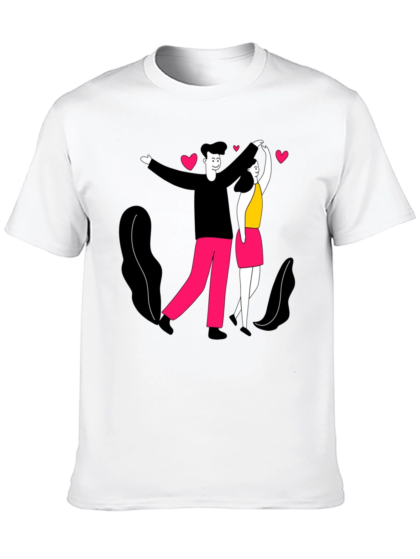 Romantic Couple Graphic Tee - Black