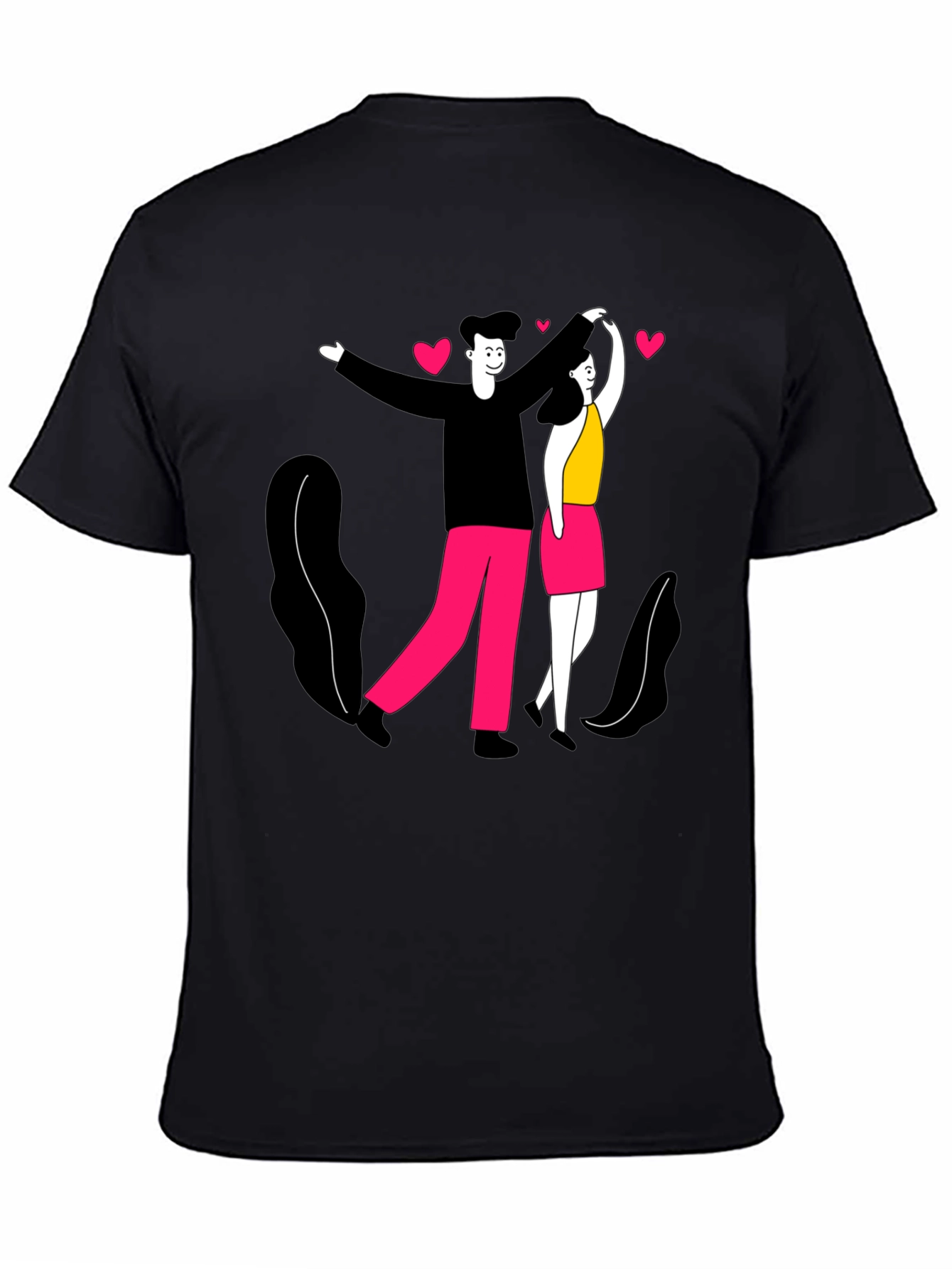Romantic Couple Graphic Tee - Black