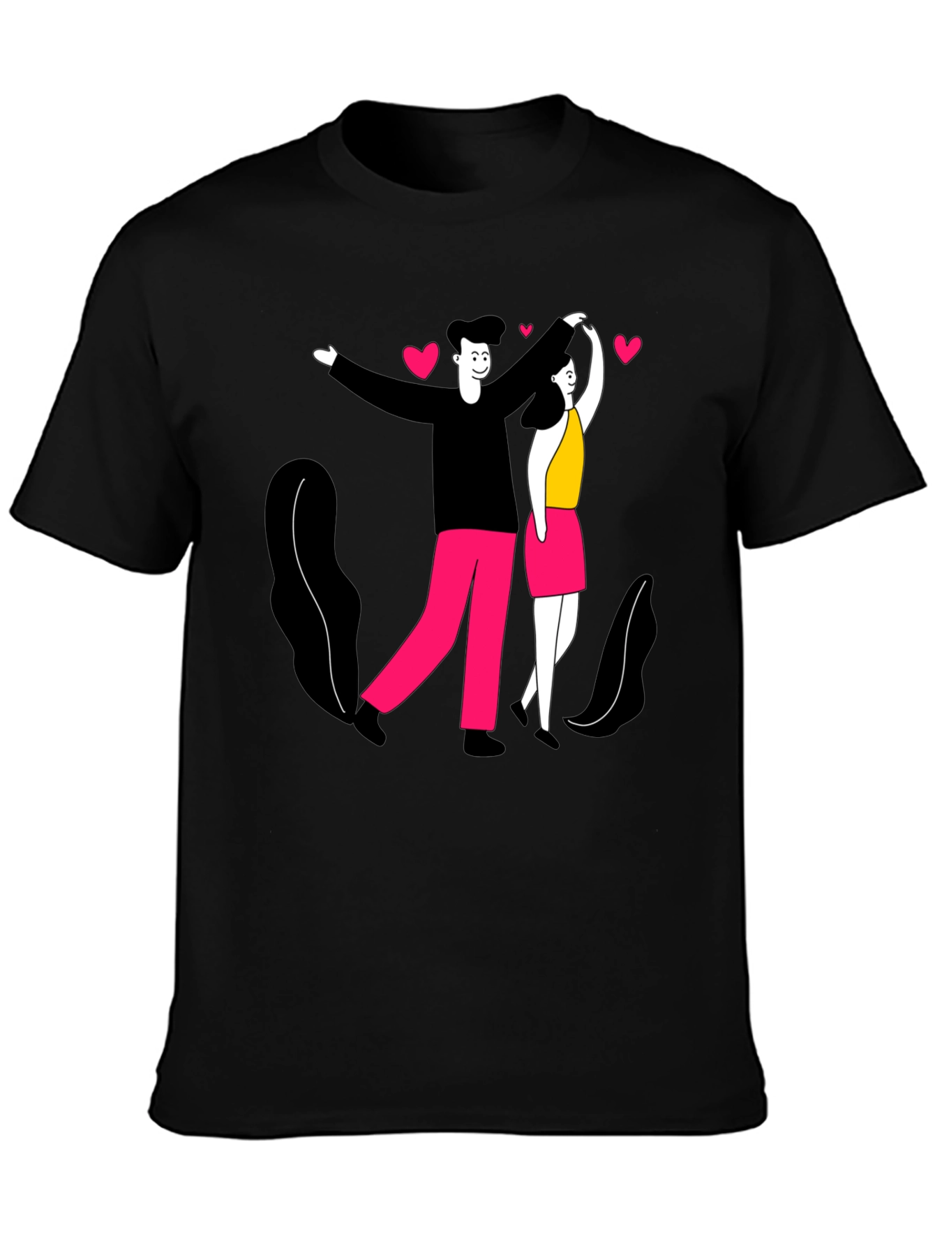 Romantic Couple Graphic Tee - Black