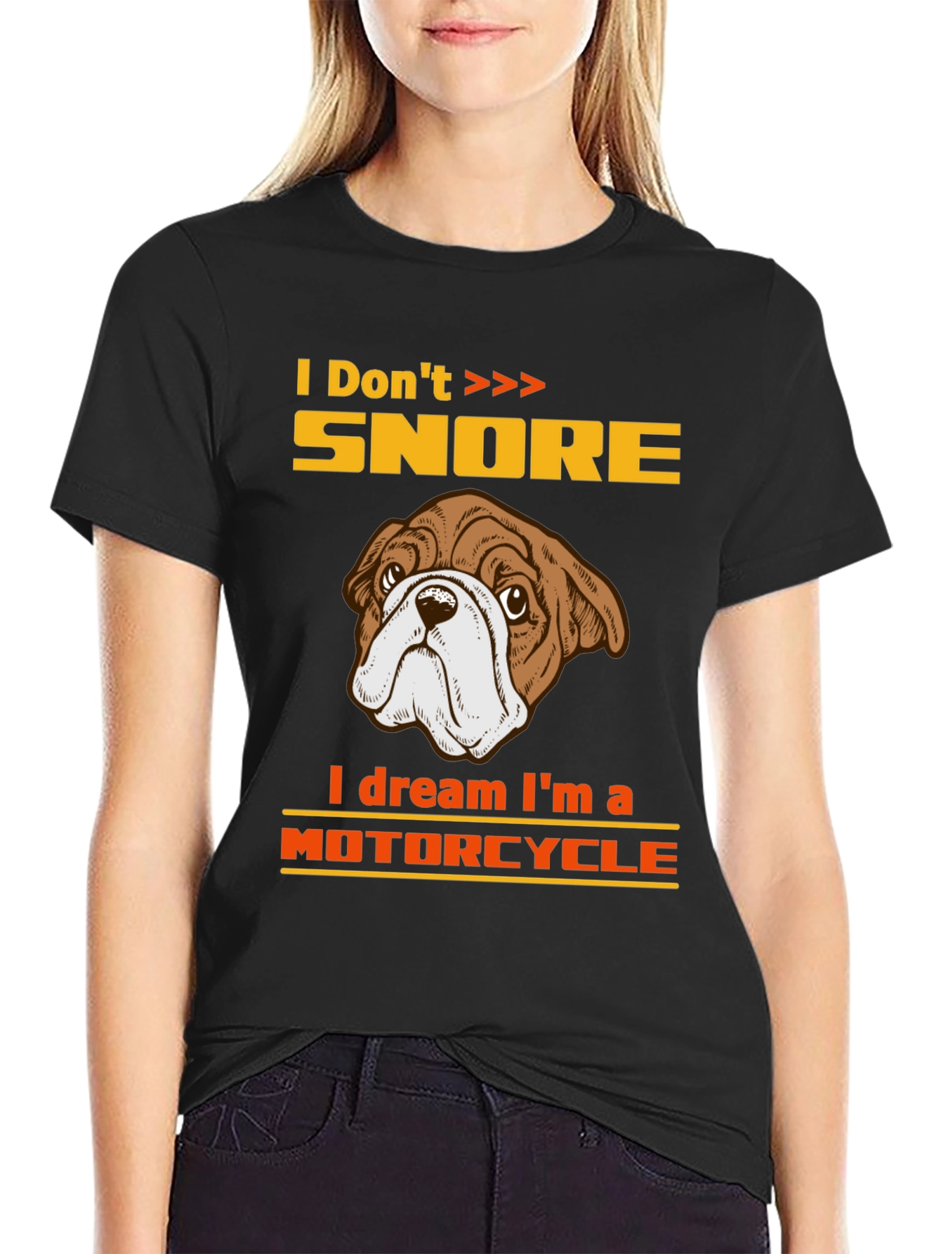 Funny Bulldog Motorcycle Dream T-Shirt