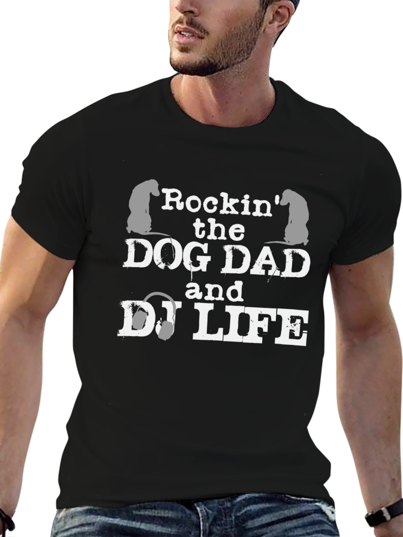 Dog Dad & DJ Life Graphic Tee - Black