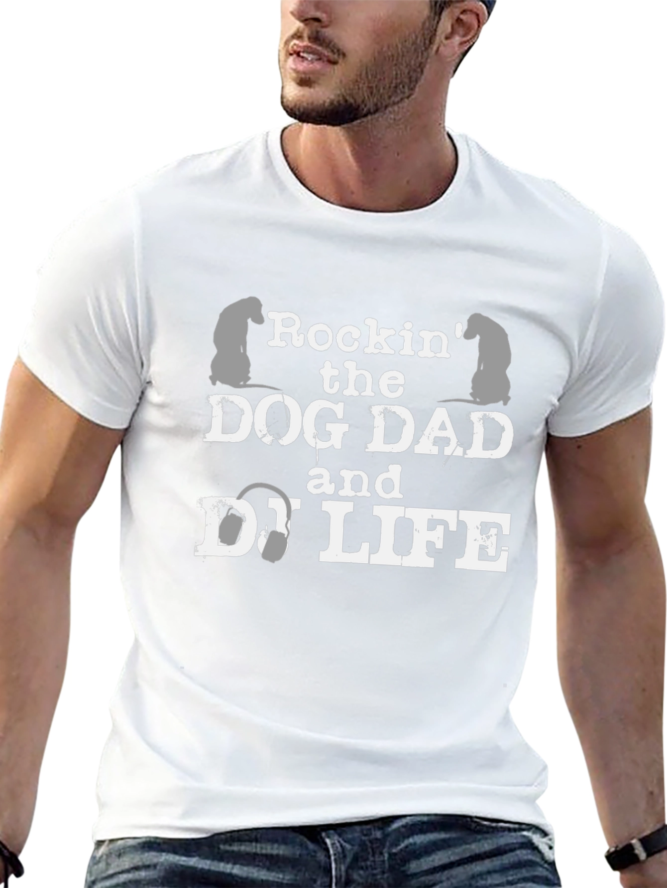 Dog Dad & DJ Life Graphic Tee - Black