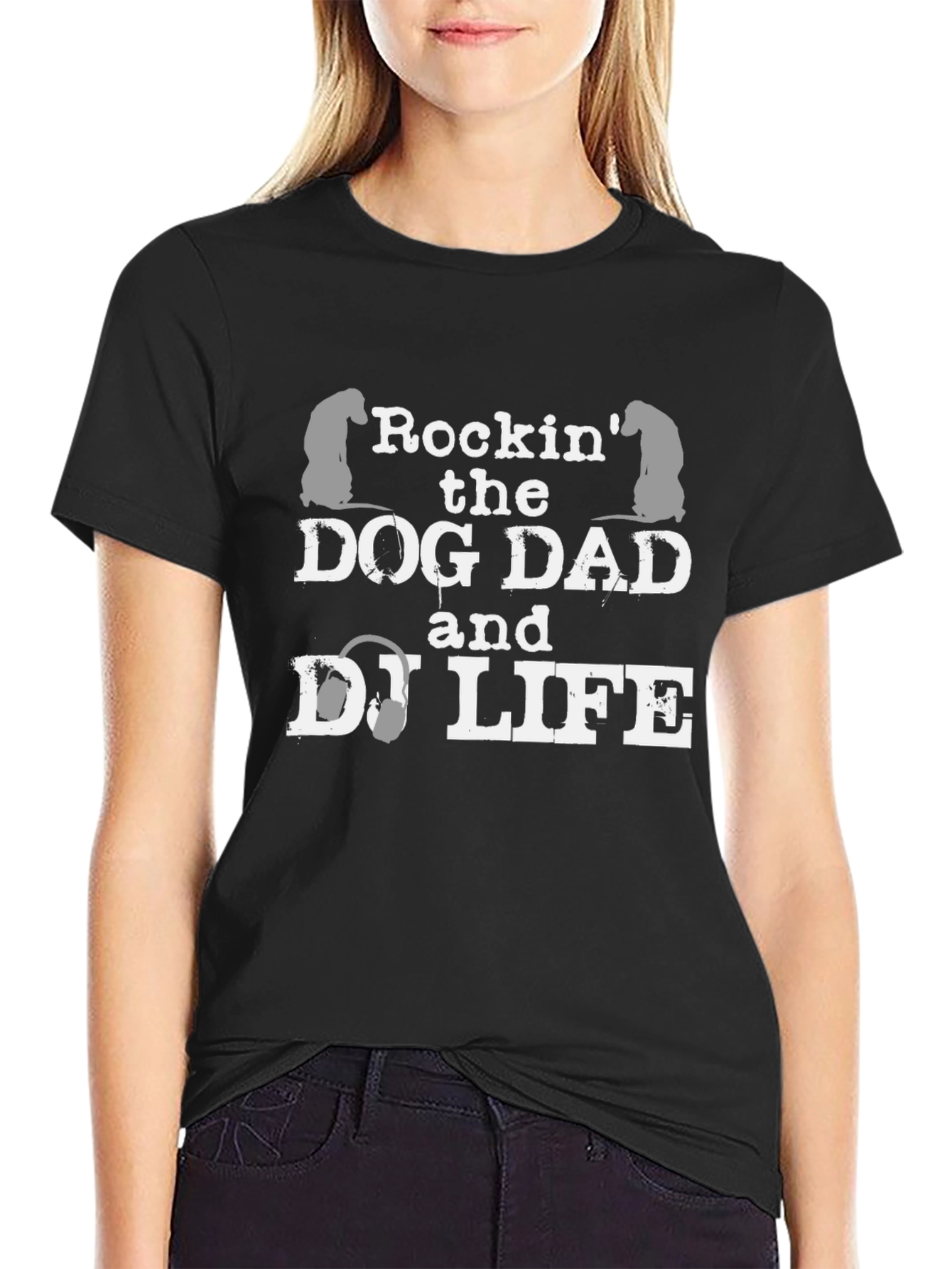 Dog Dad & DJ Life Graphic Tee - Black