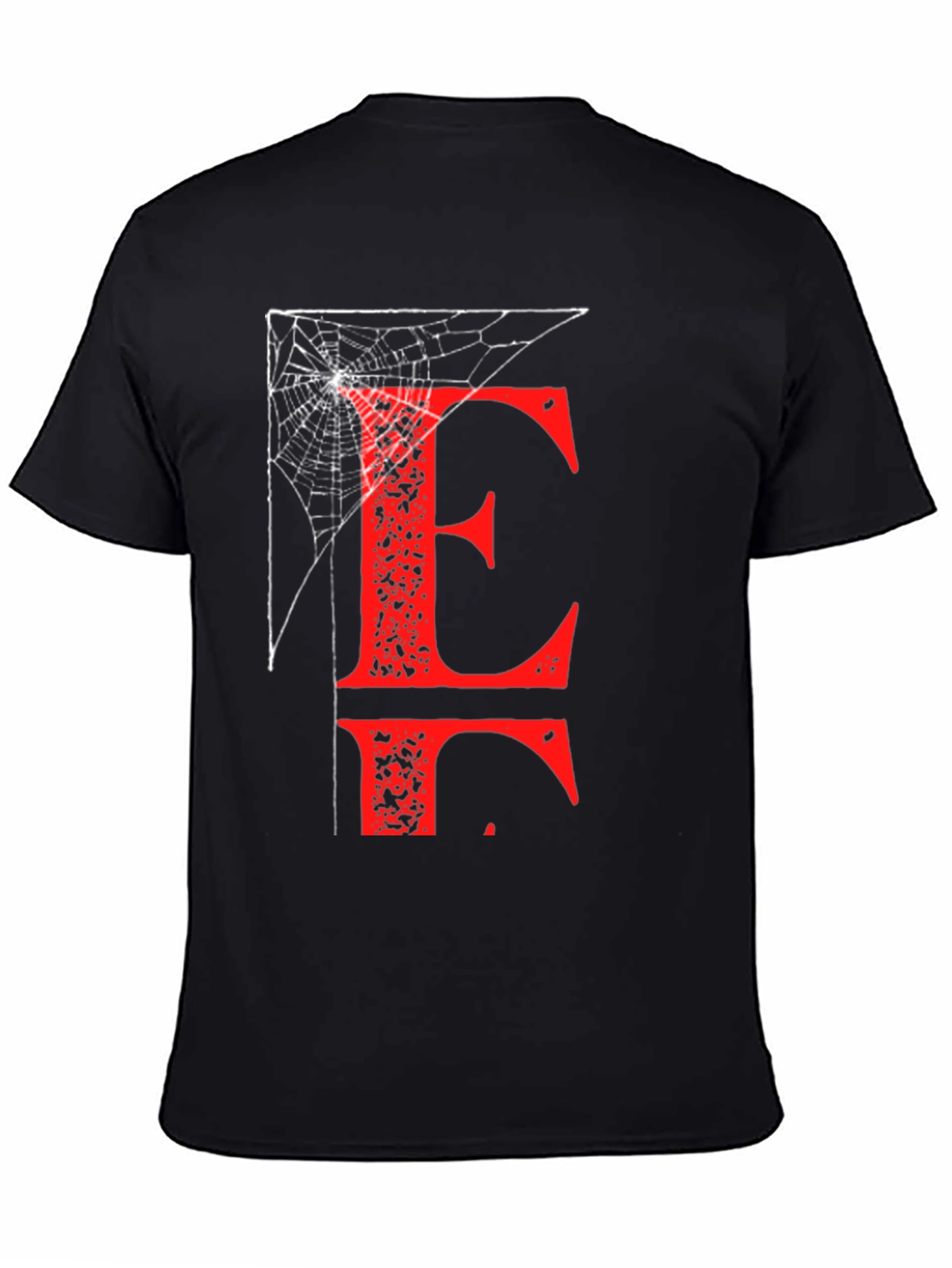 Letter E Spiderweb T-Shirt - Halloween Ready