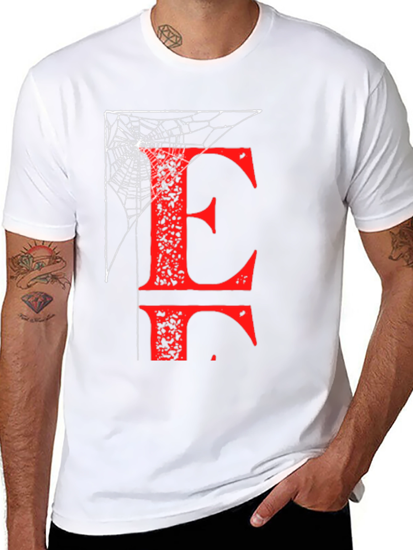Letter E Spiderweb T-Shirt - Halloween Ready