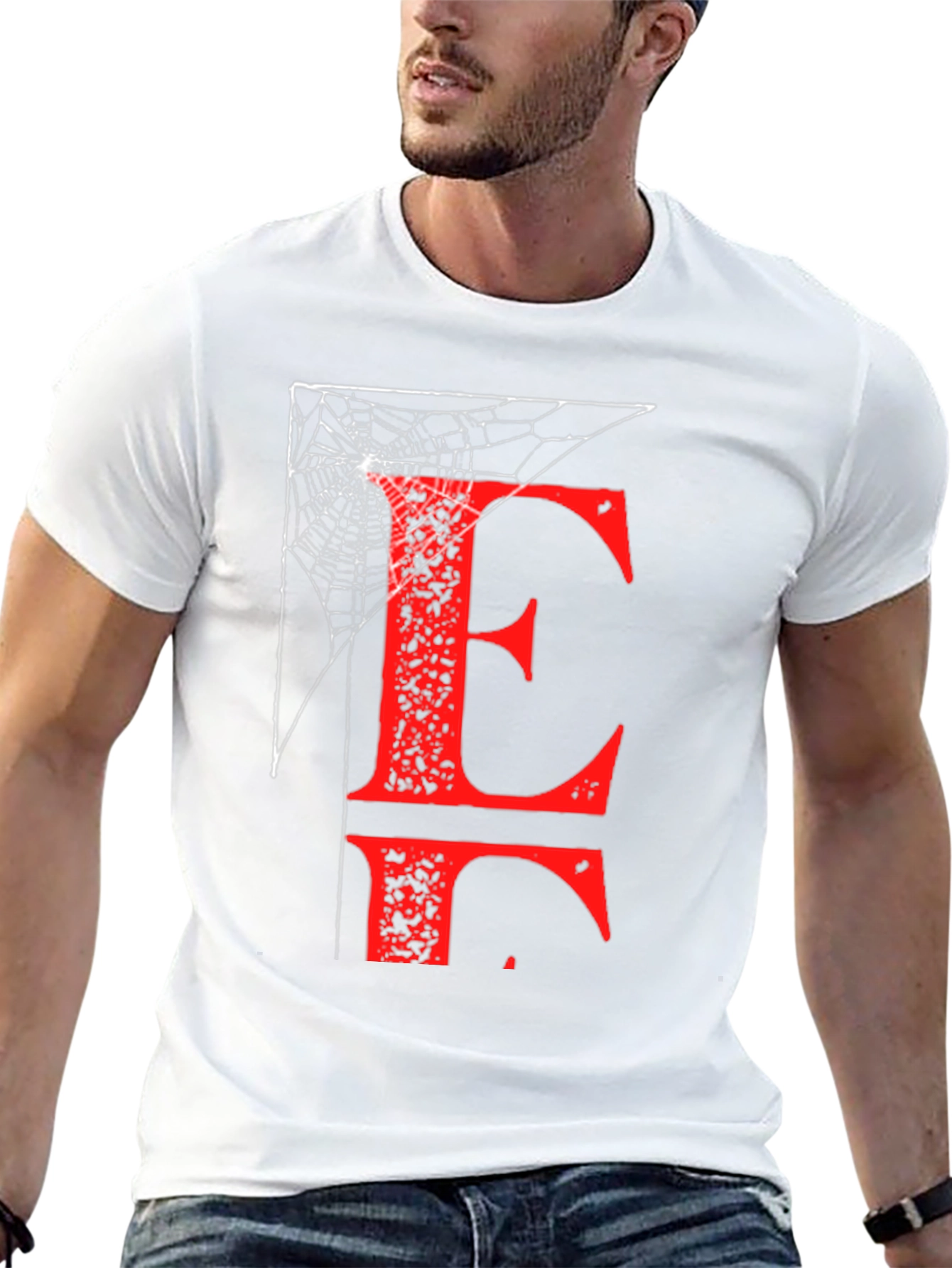 Letter E Spiderweb T-Shirt - Halloween Ready