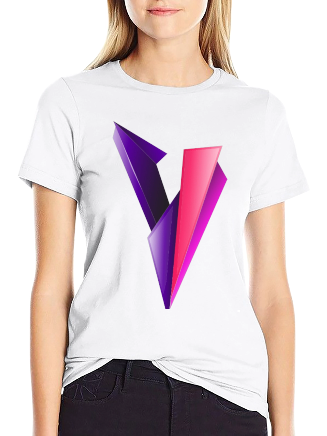 Abstract V Graphic Print Black T-Shirt