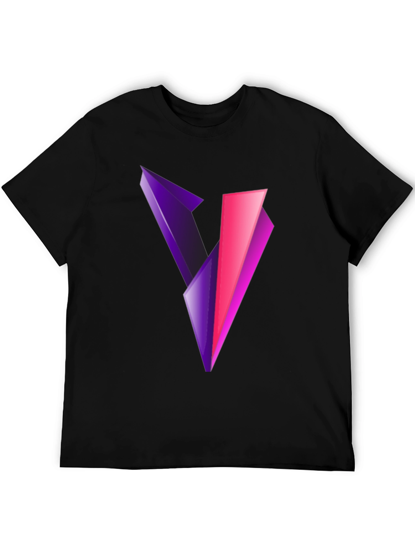 Abstract V Graphic Print Black T-Shirt