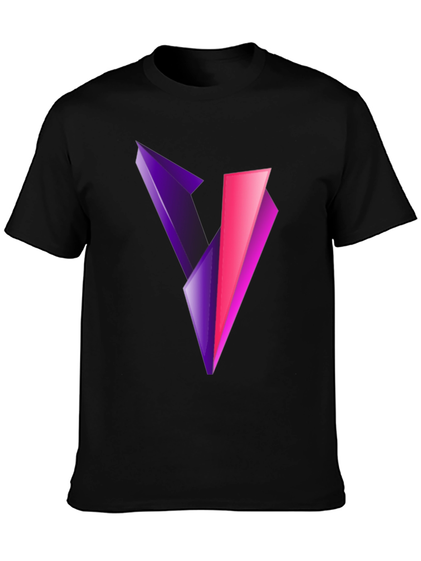 Abstract V Graphic Print Black T-Shirt