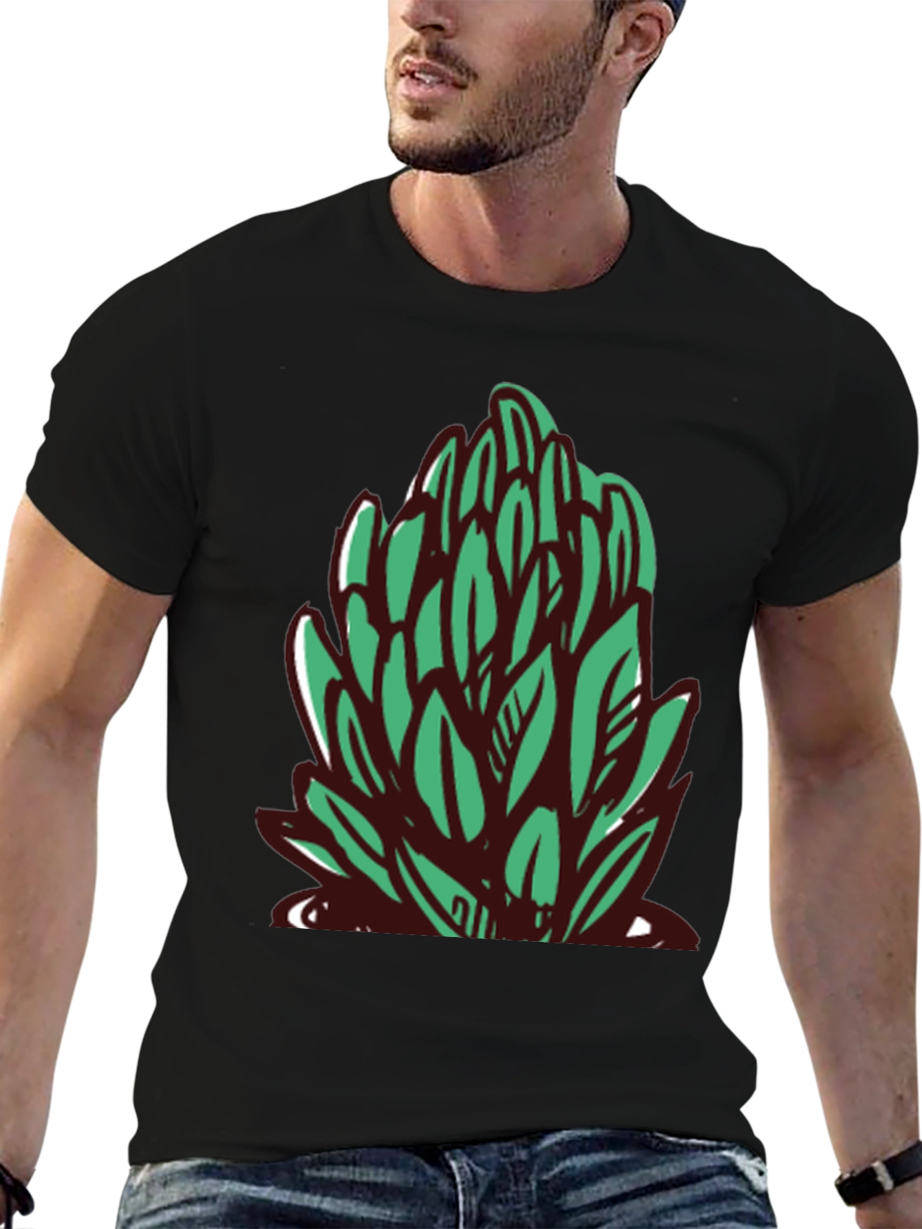 Leaf Graphic Black T-Shirt - Casual Style