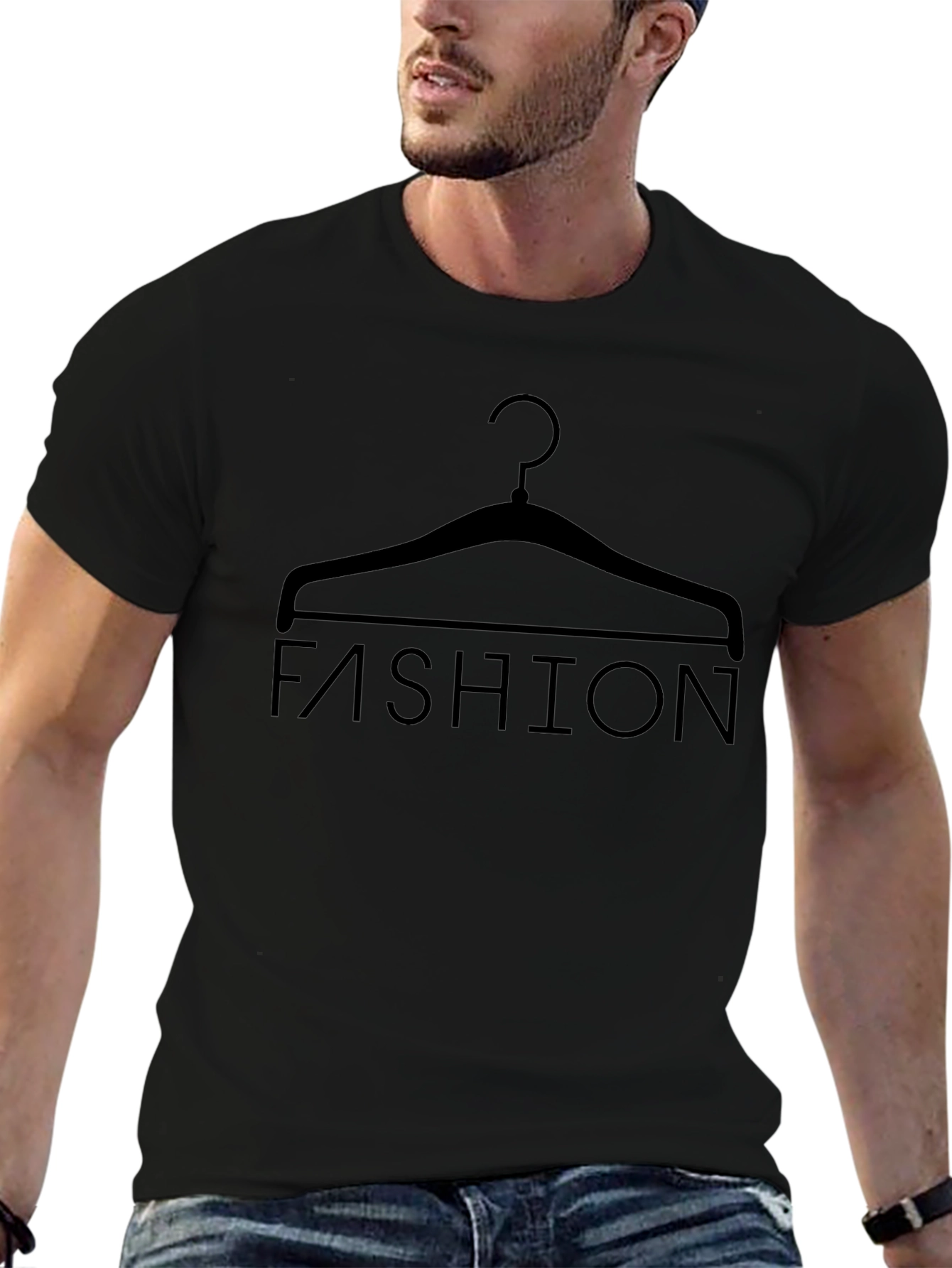Fashion Hanger Graphic T-Shirt - Stylish Black Tee