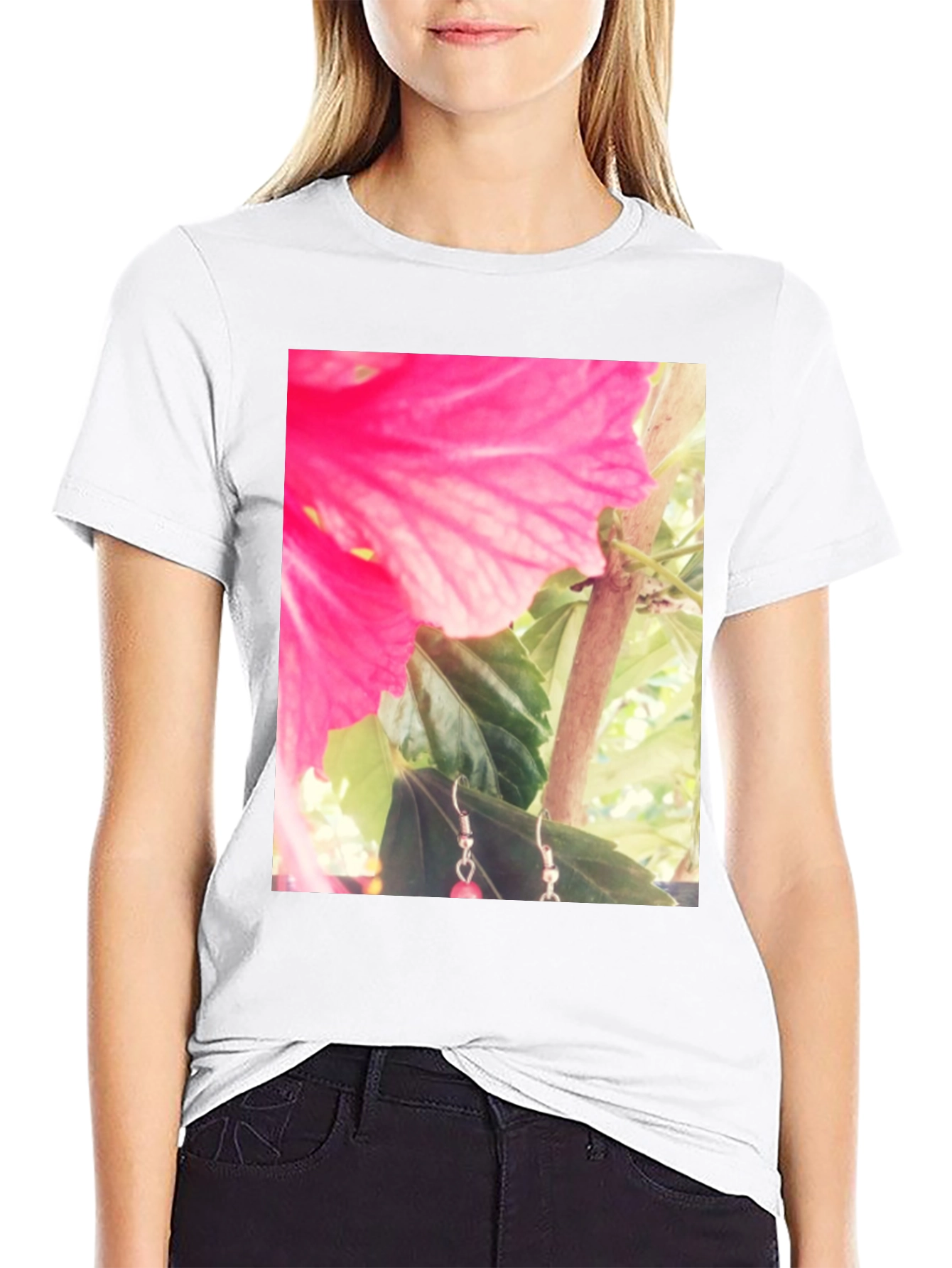 Floral Print Black Tee