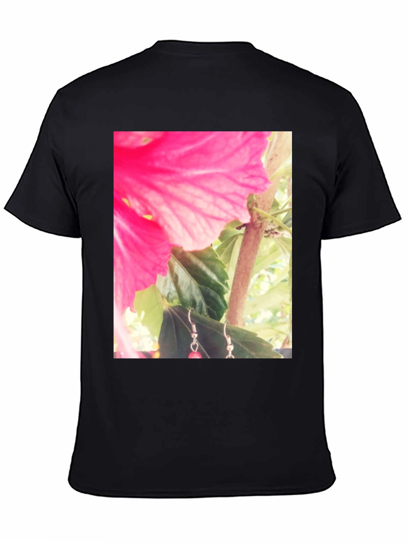 Floral Print Black Tee