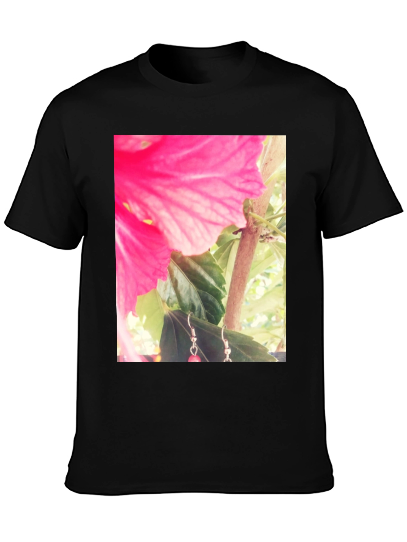 Floral Print Black Tee