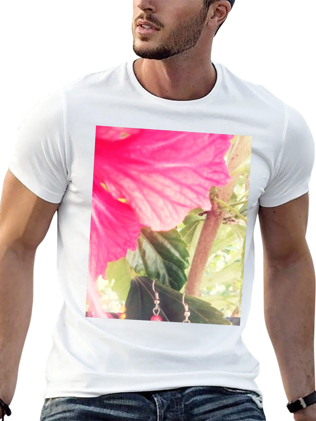 Floral Print Black Tee