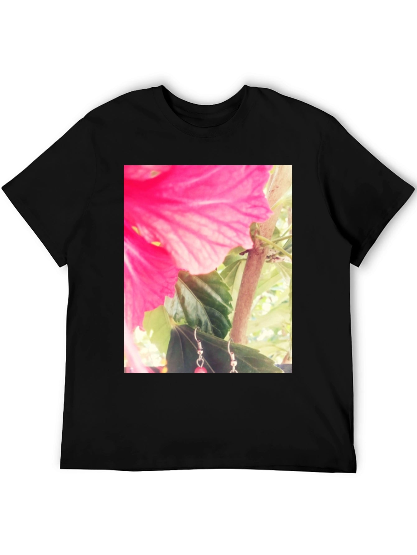 Floral Print Black Tee