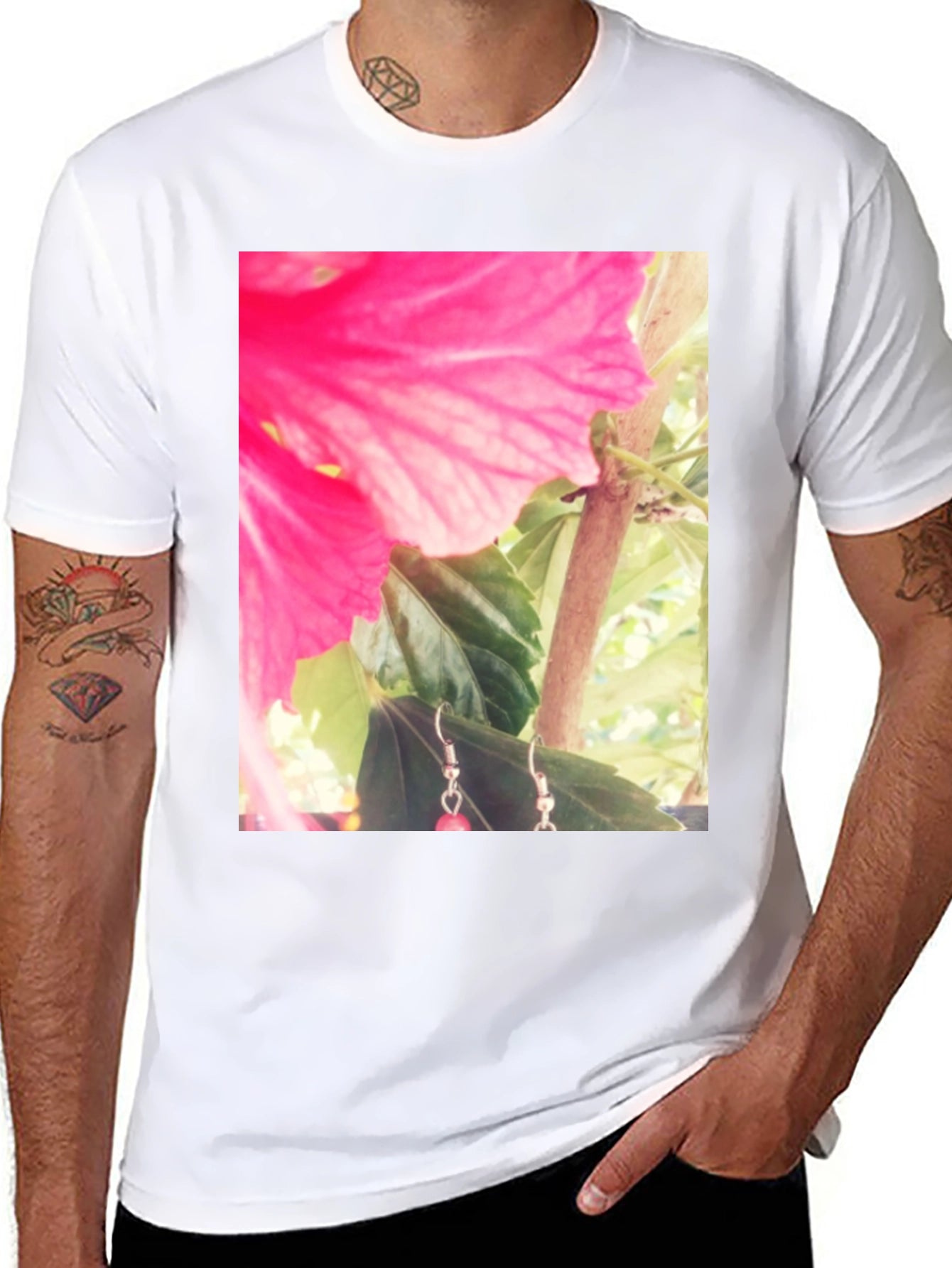 Floral Print Black Tee