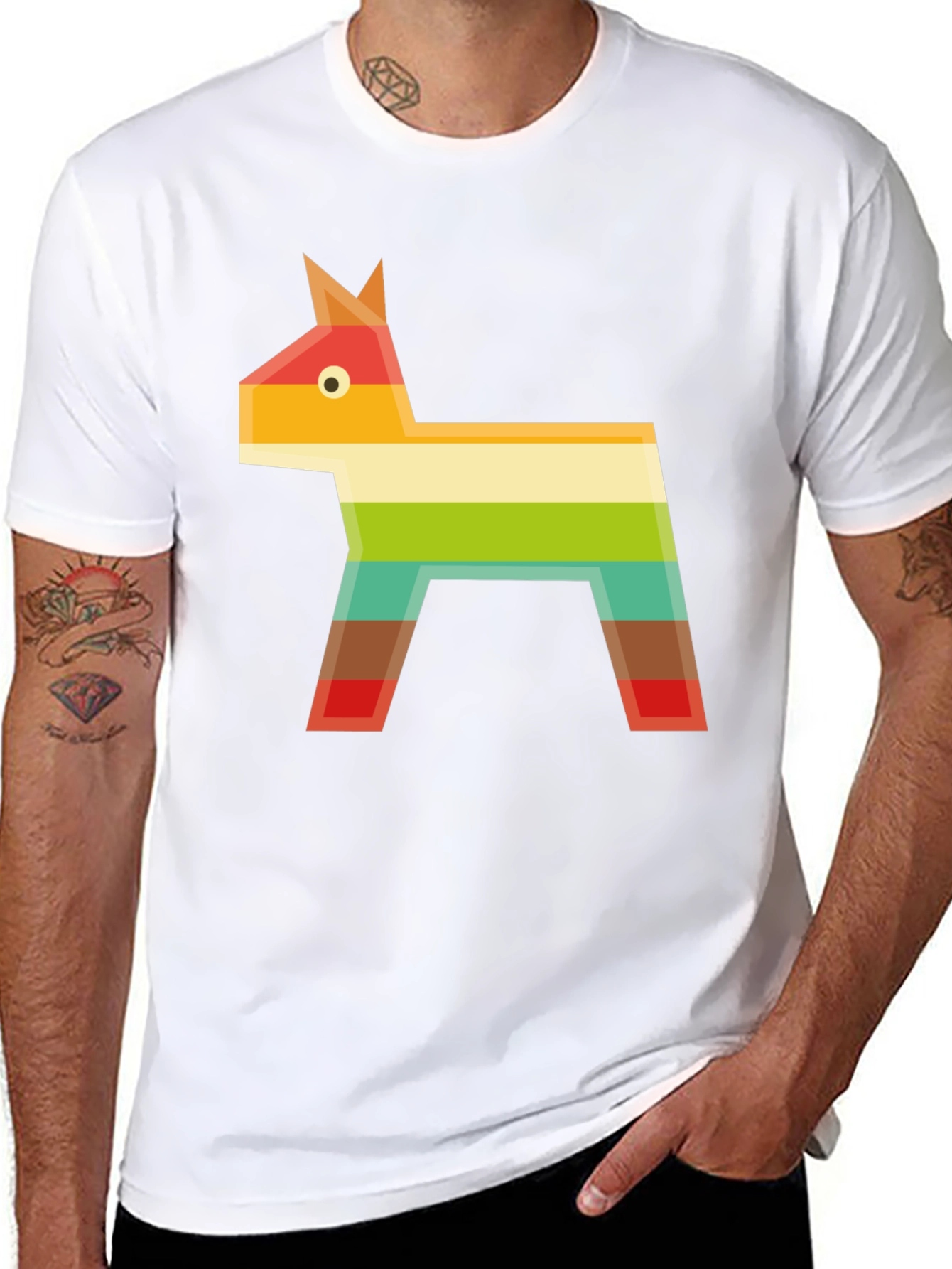 Geometric Piñata Graphic Tee - Black Casual T-Shirt