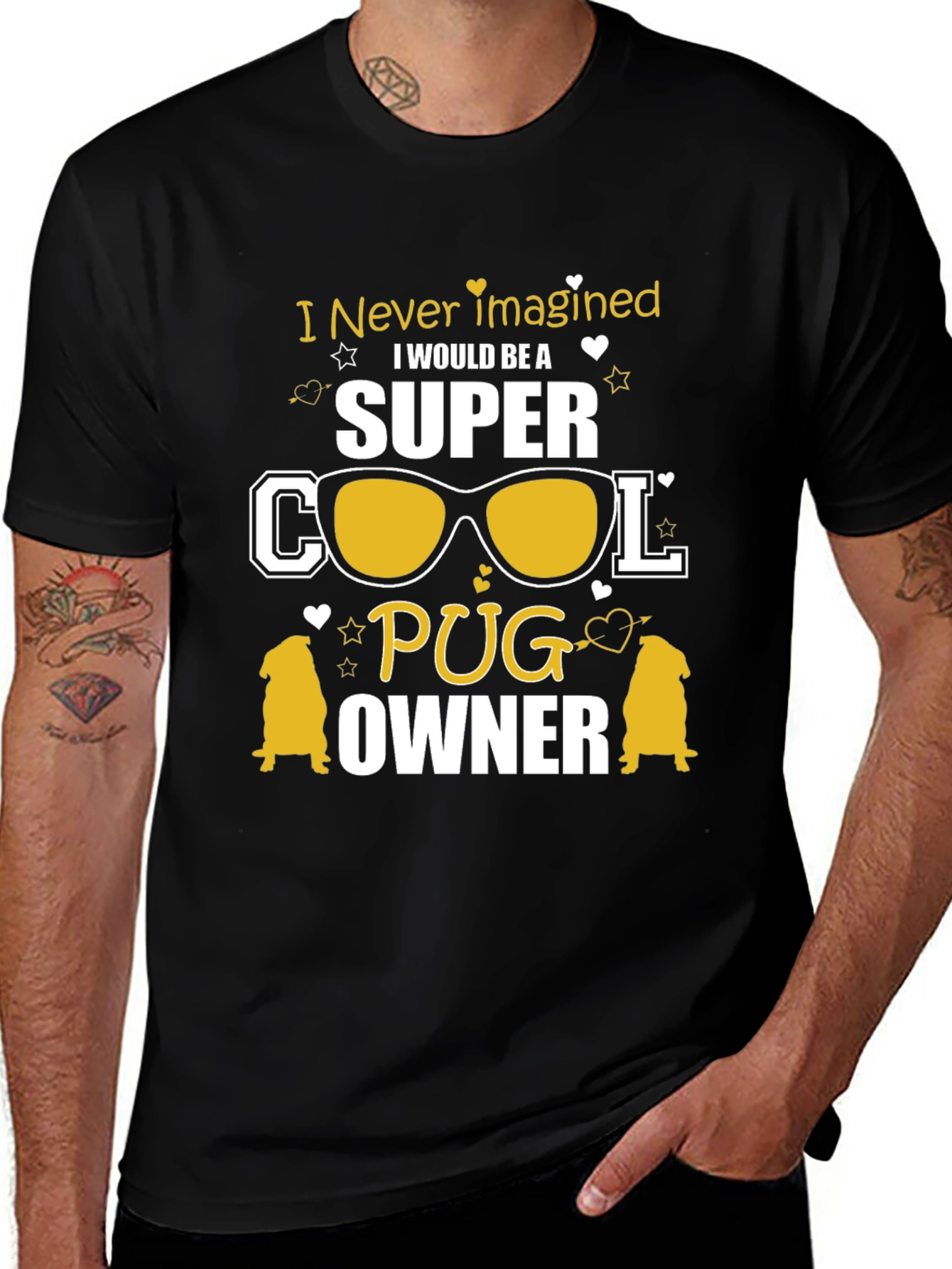 Super Cool Pug Owner Black T-Shirt
