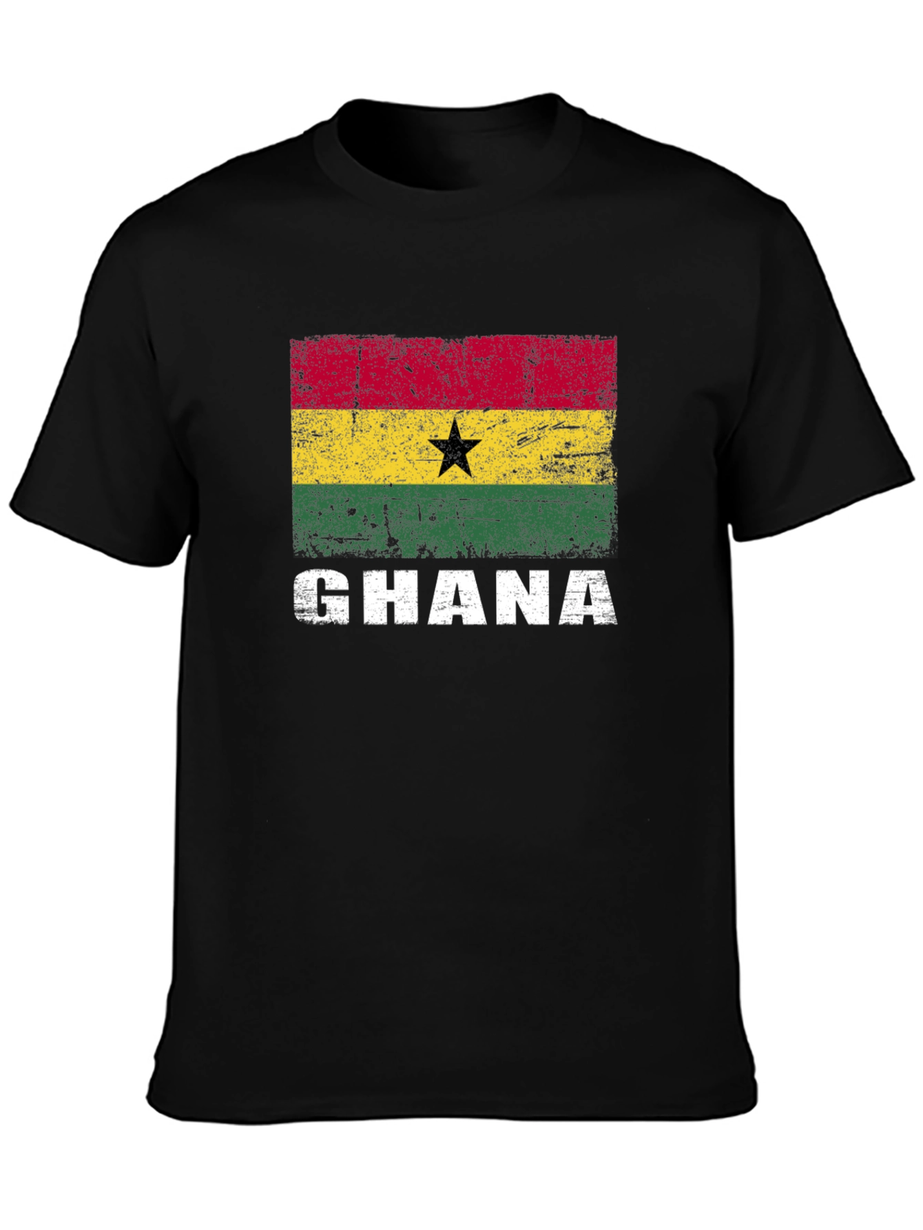 Ghana Flag Graphic T-Shirt - Distressed Design