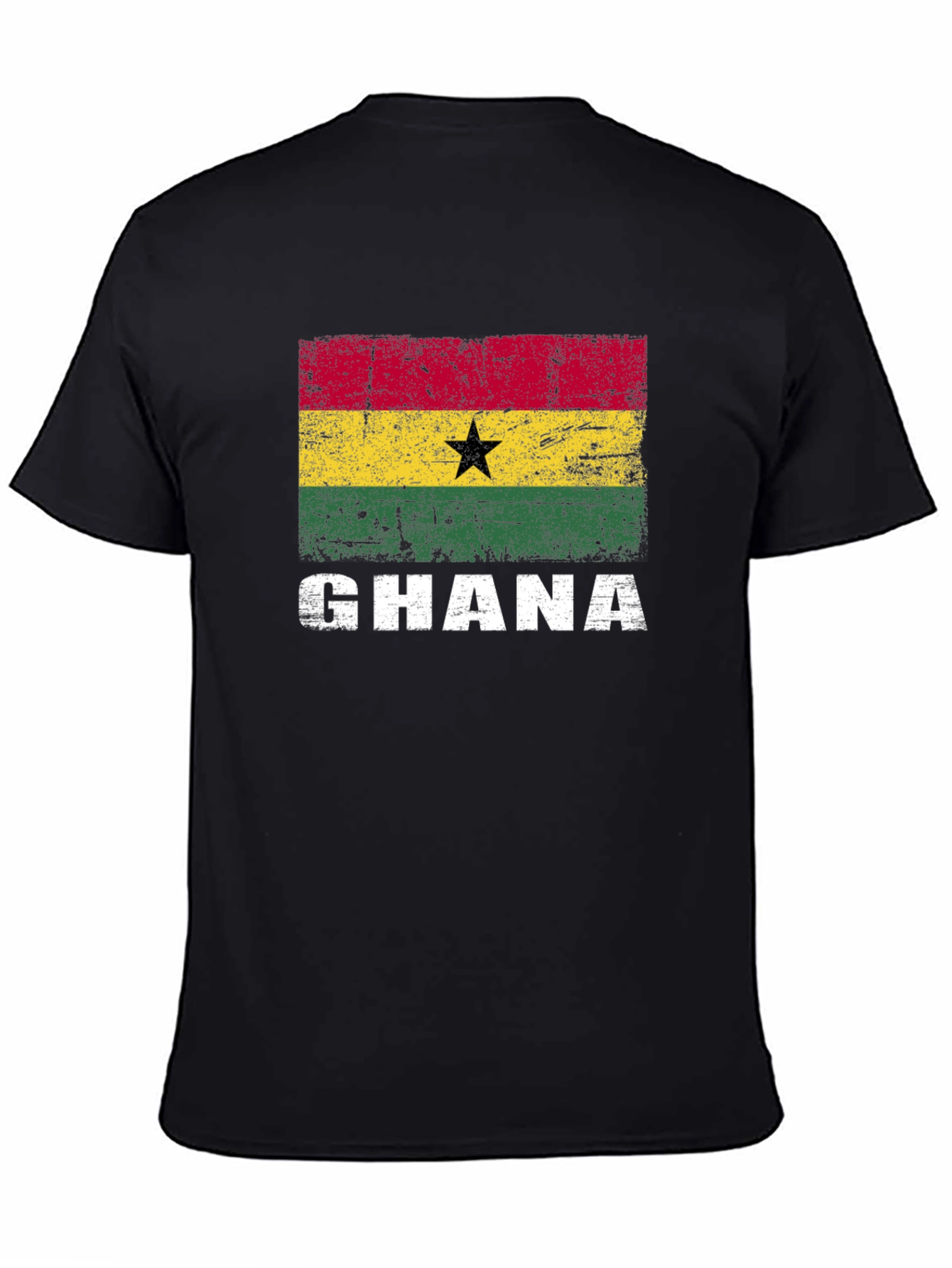 Ghana Flag Graphic T-Shirt - Distressed Design