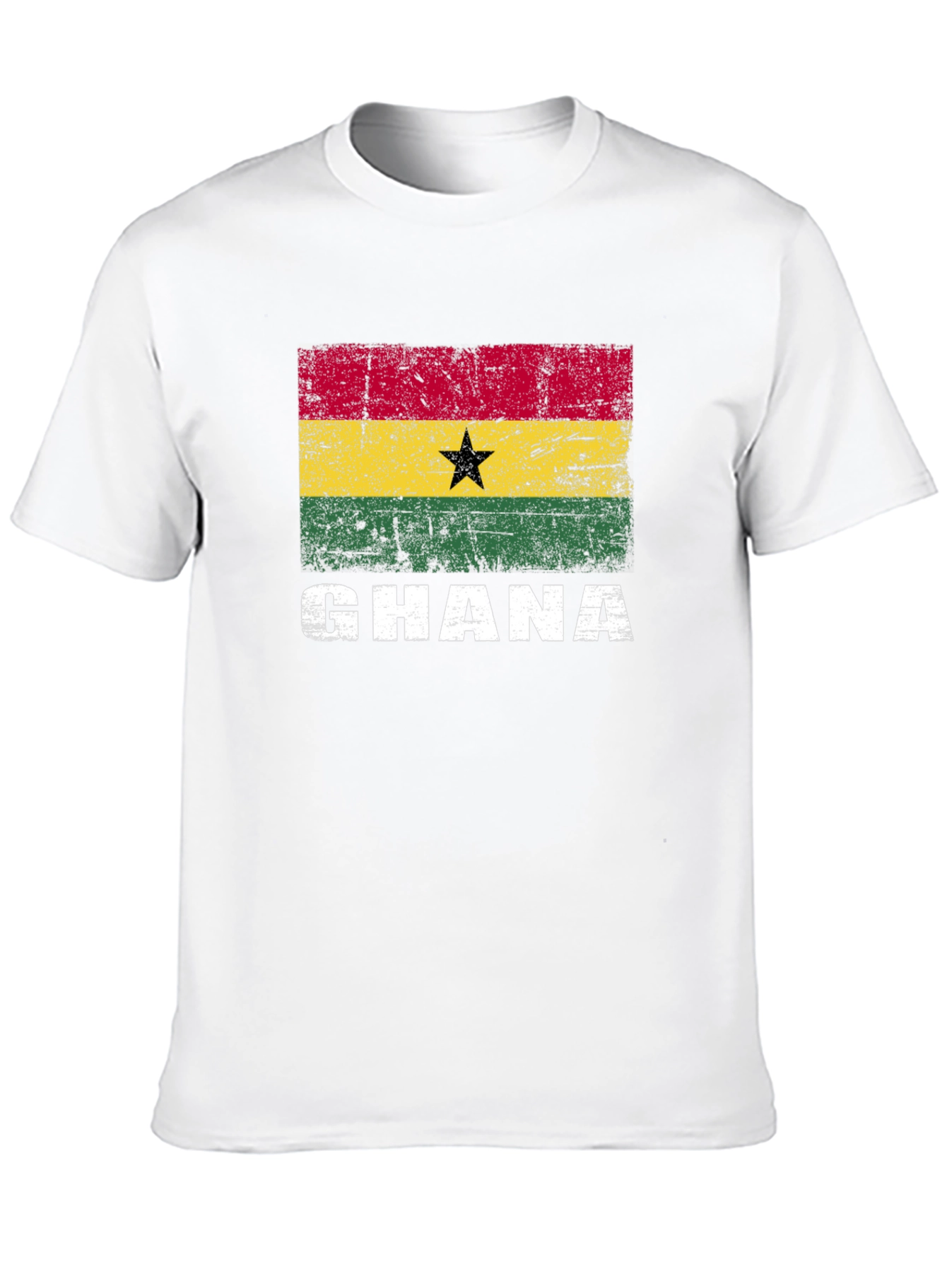 Ghana Flag Graphic T-Shirt - Distressed Design