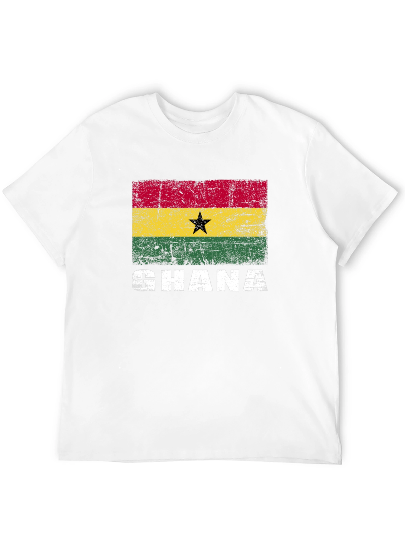 Ghana Flag Graphic T-Shirt - Distressed Design