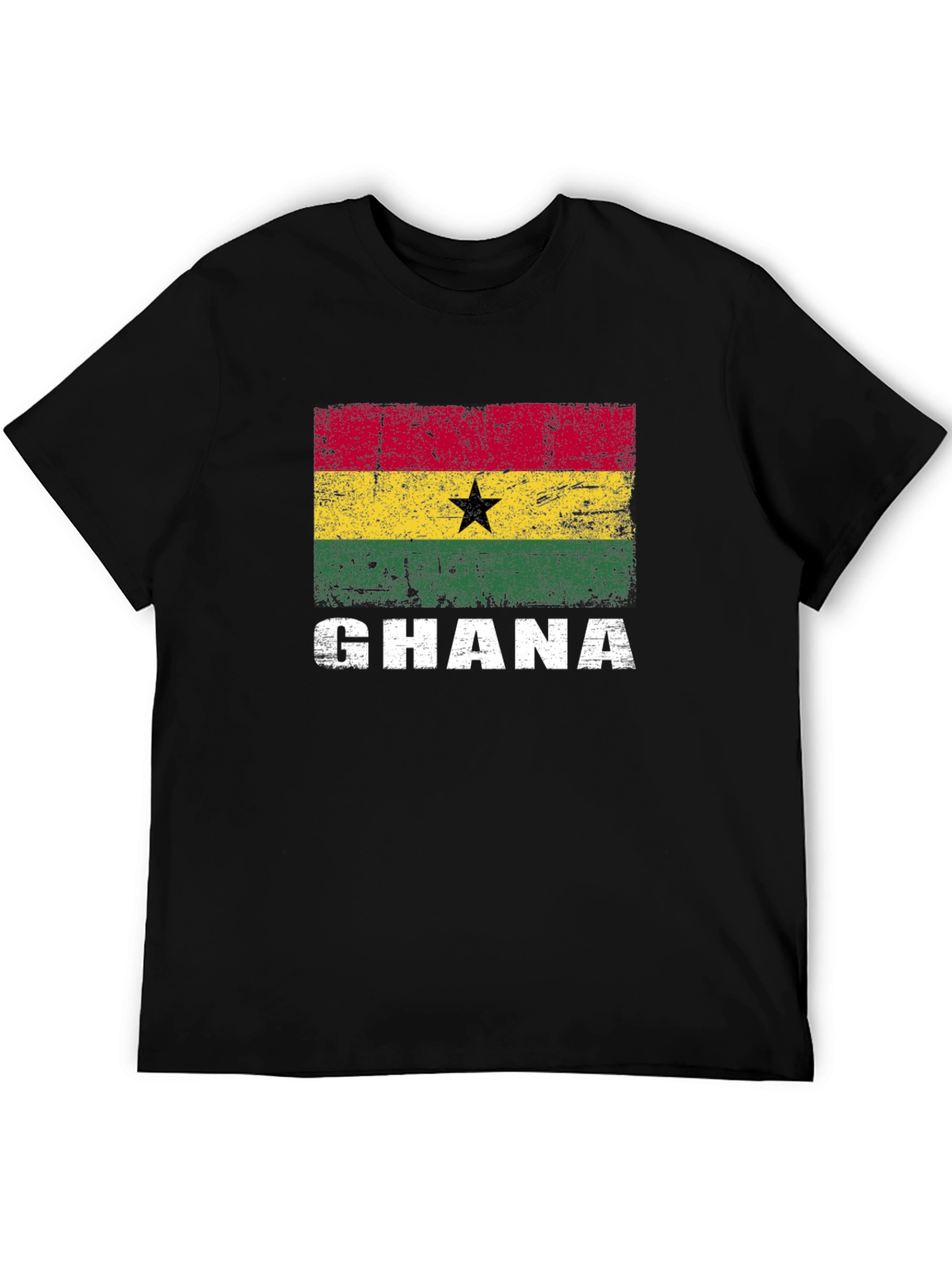 Ghana Flag Graphic T-Shirt - Distressed Design