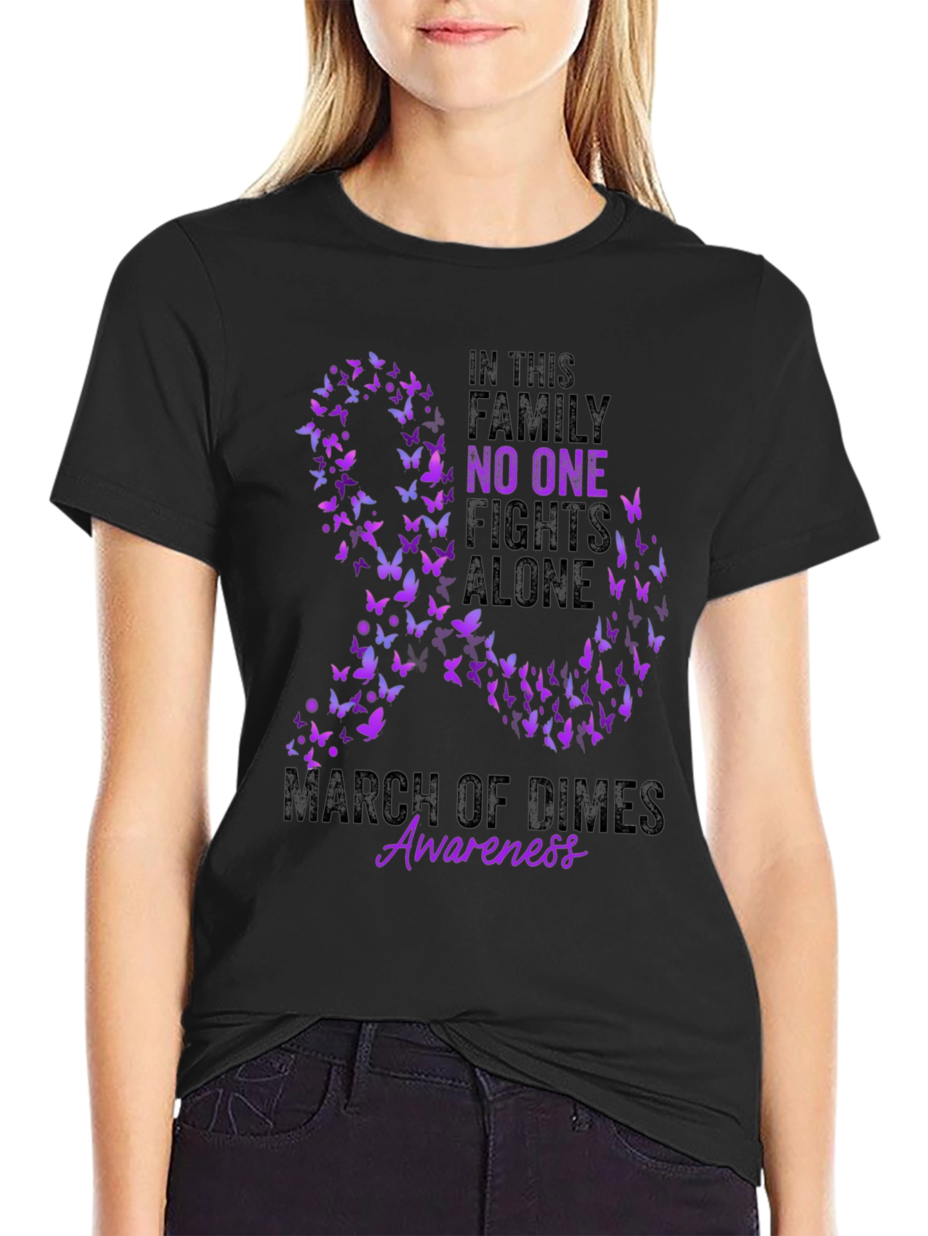March of Dimes Awareness Butterfly Ribbon T-Shirt
