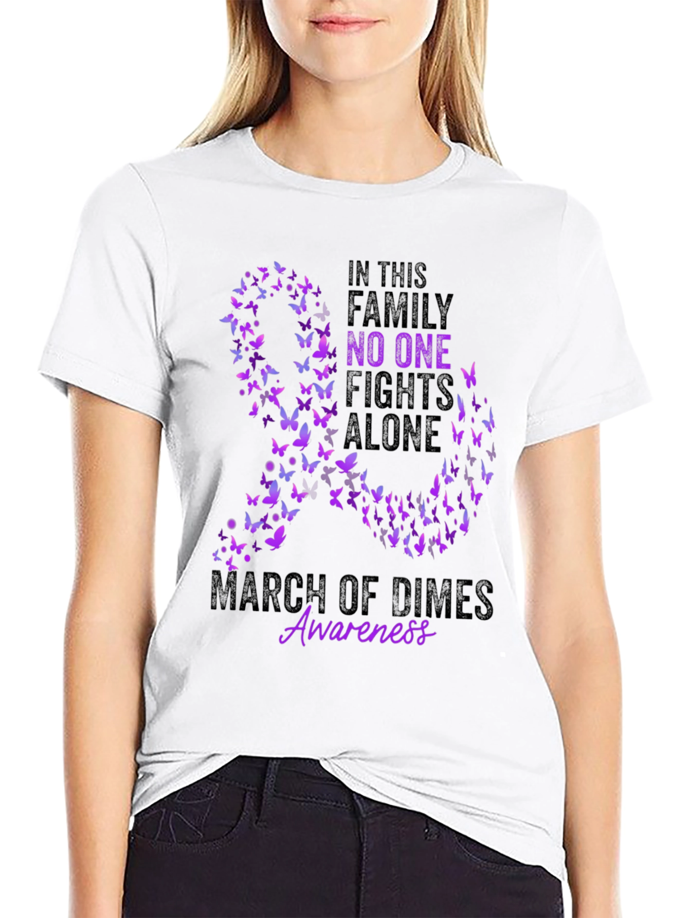 March of Dimes Awareness Butterfly Ribbon T-Shirt