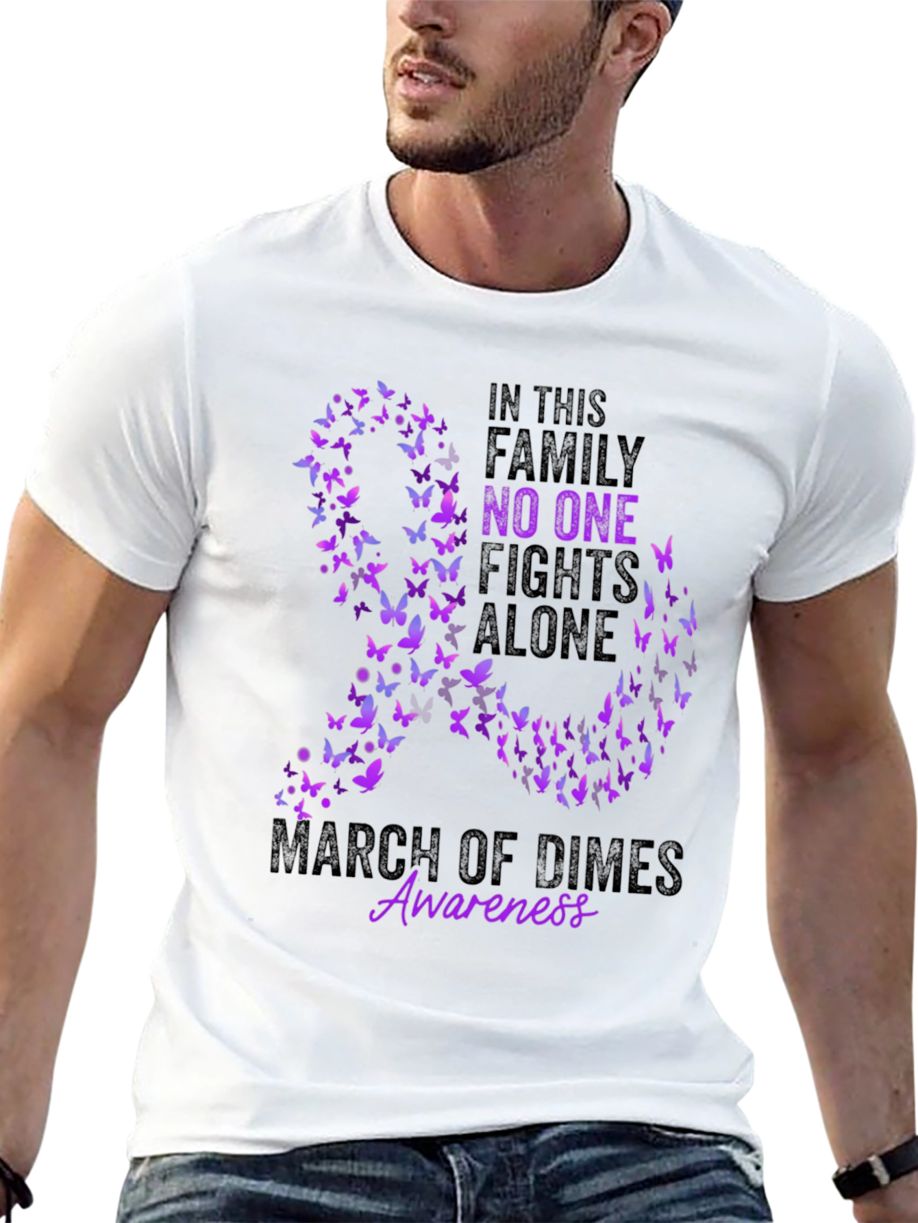 March of Dimes Awareness Butterfly Ribbon T-Shirt