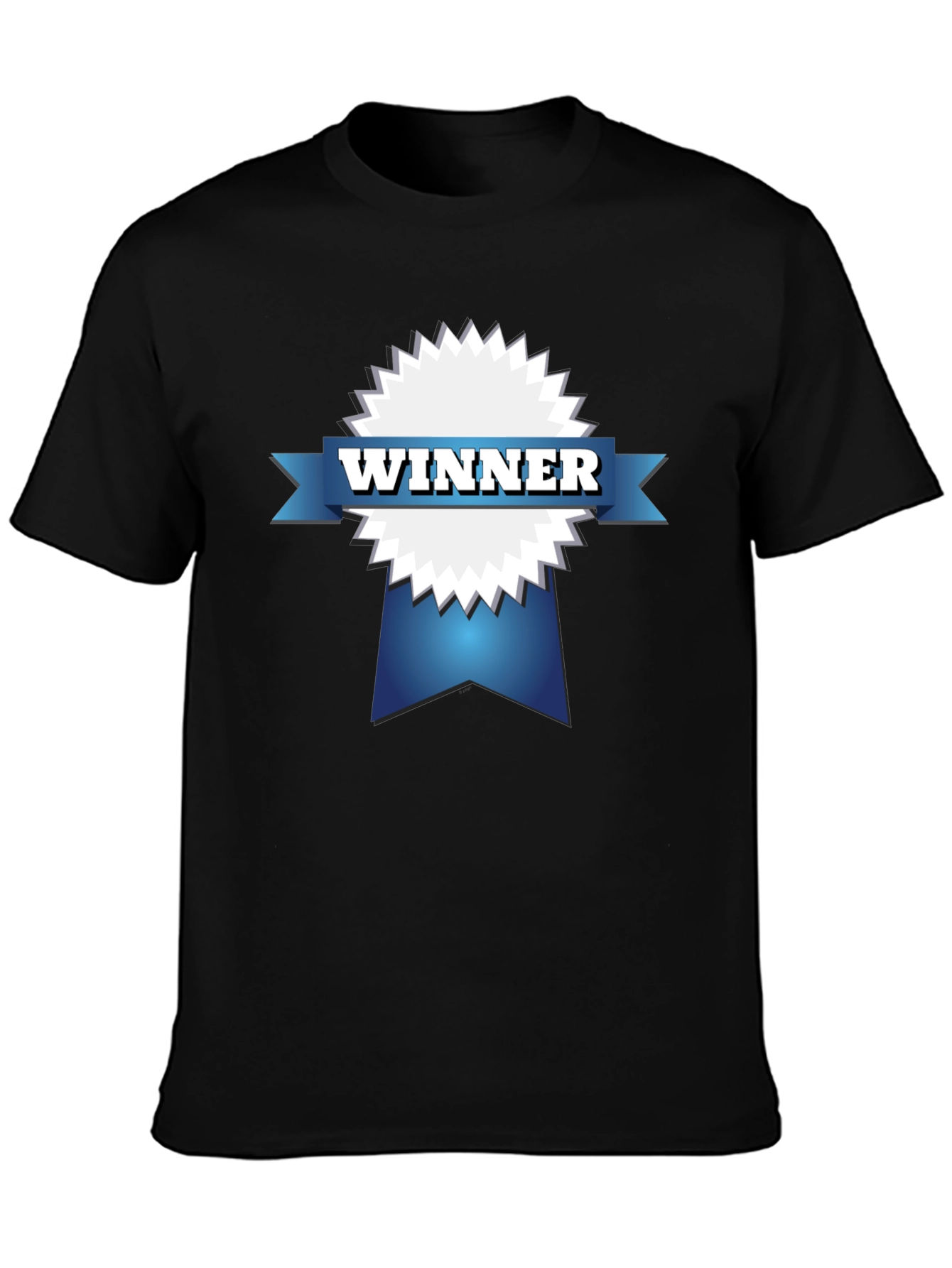 Winner Ribbon Graphic T-Shirt - Black Casual Tee