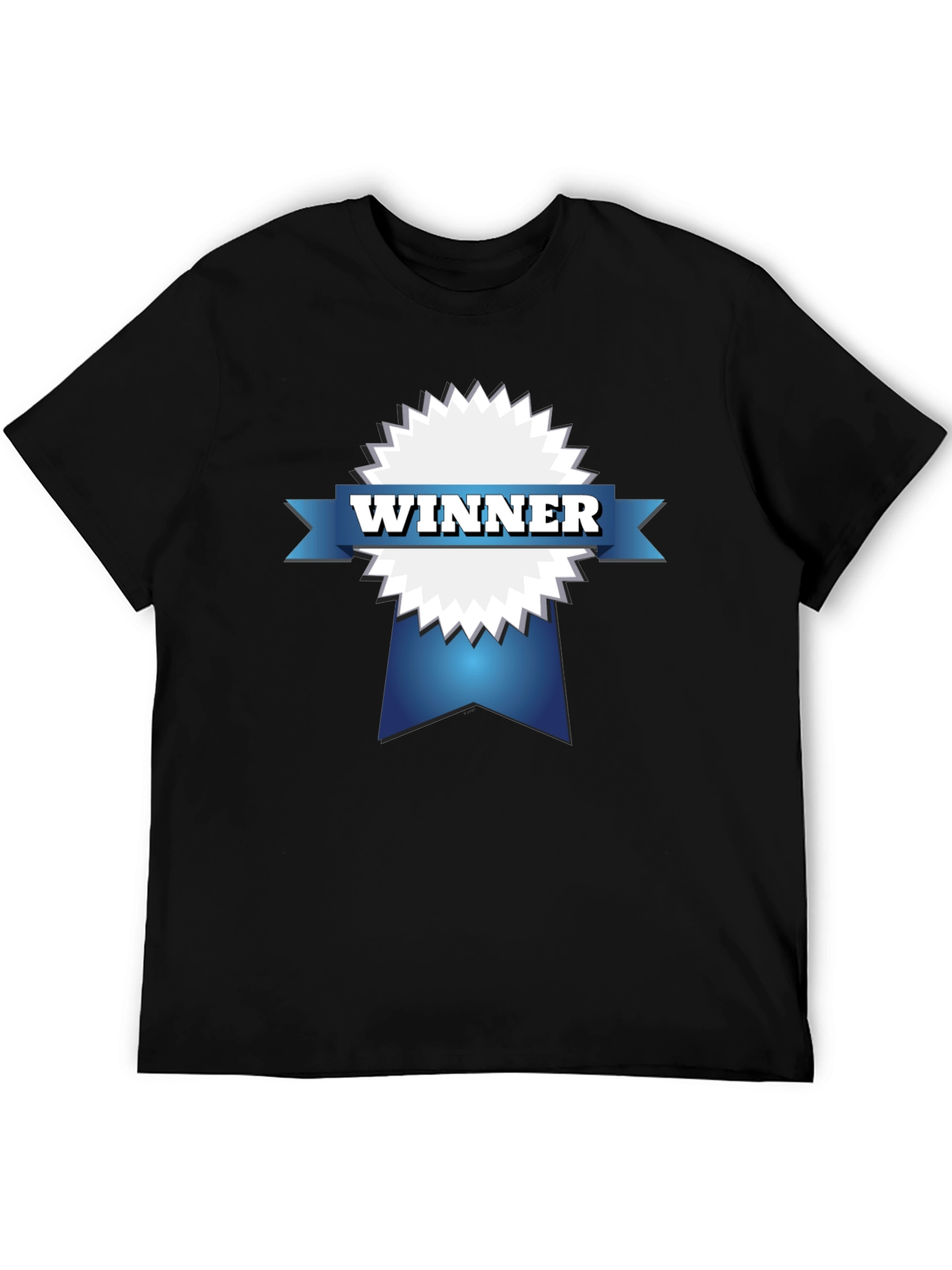 Winner Ribbon Graphic T-Shirt - Black Casual Tee