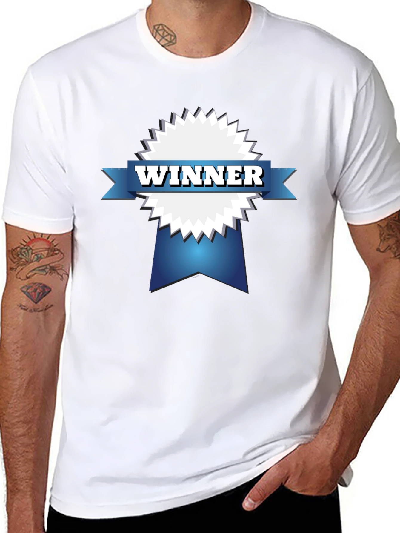 Winner Ribbon Graphic T-Shirt - Black Casual Tee