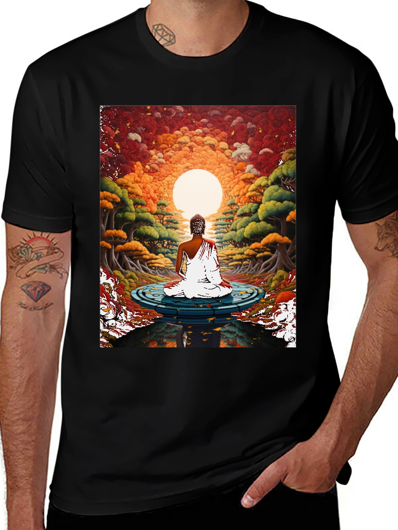 Meditative T-Shirt: Buddha Sunset Design