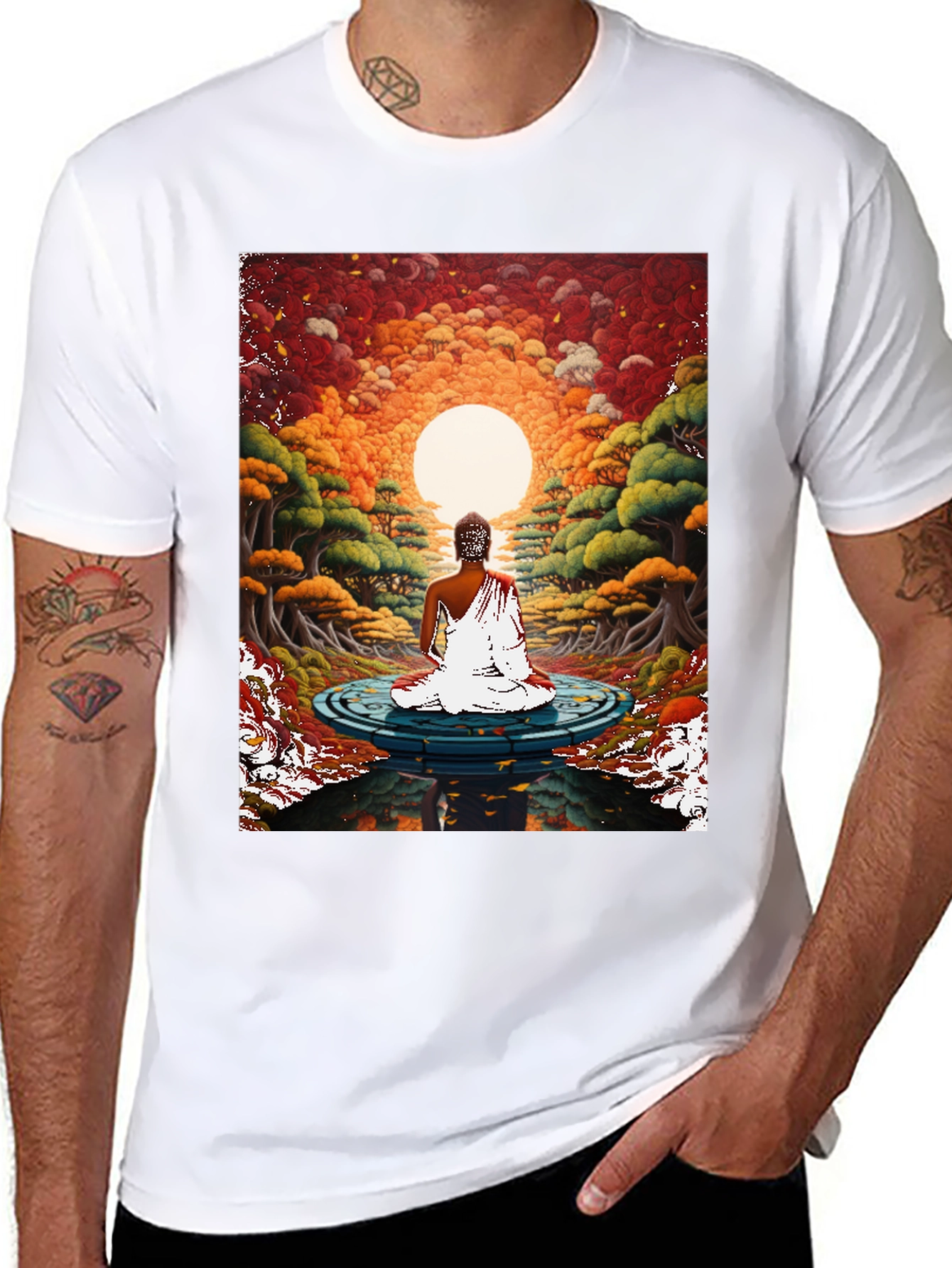 Meditative T-Shirt: Buddha Sunset Design
