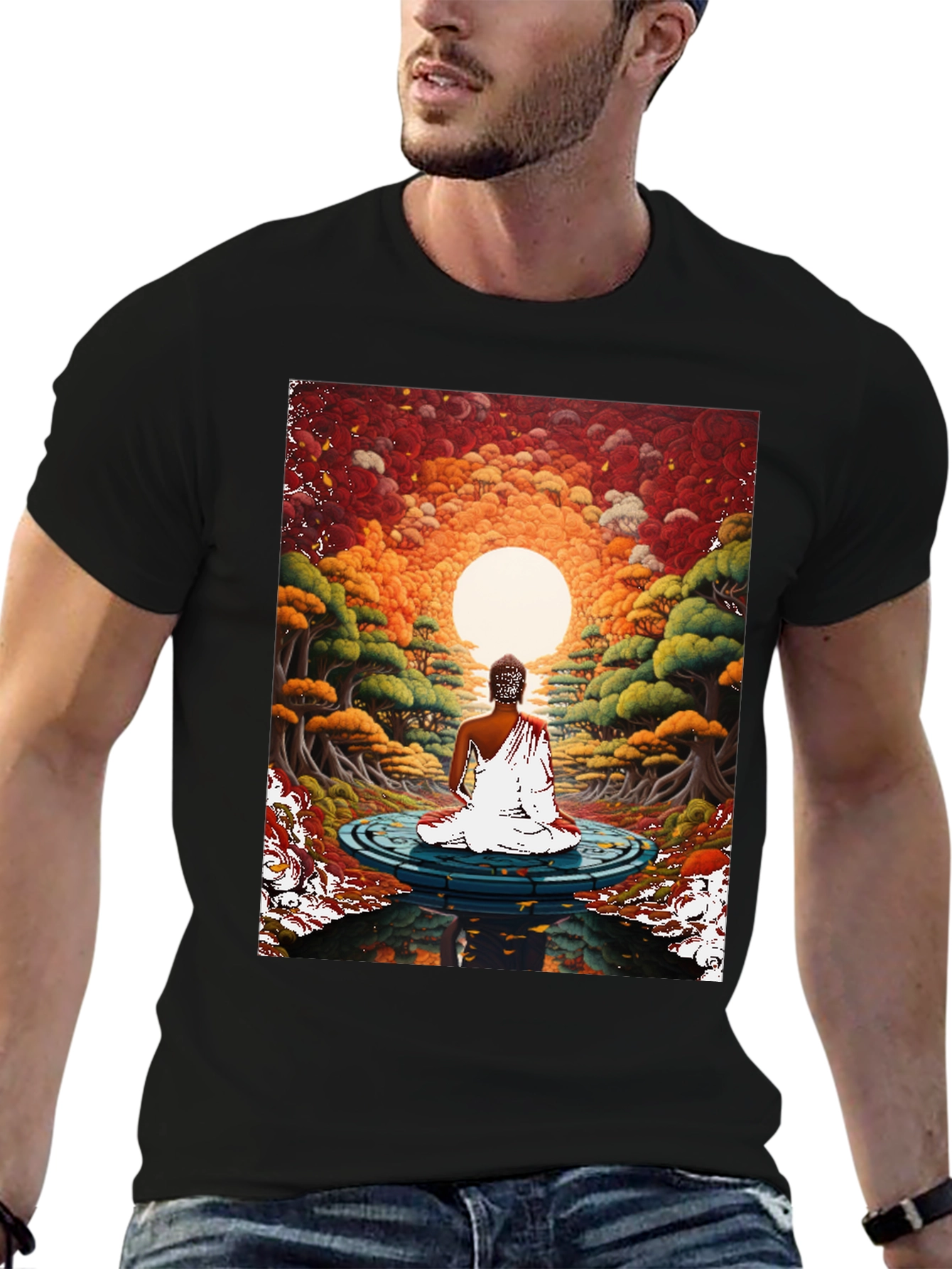 Meditative T-Shirt: Buddha Sunset Design