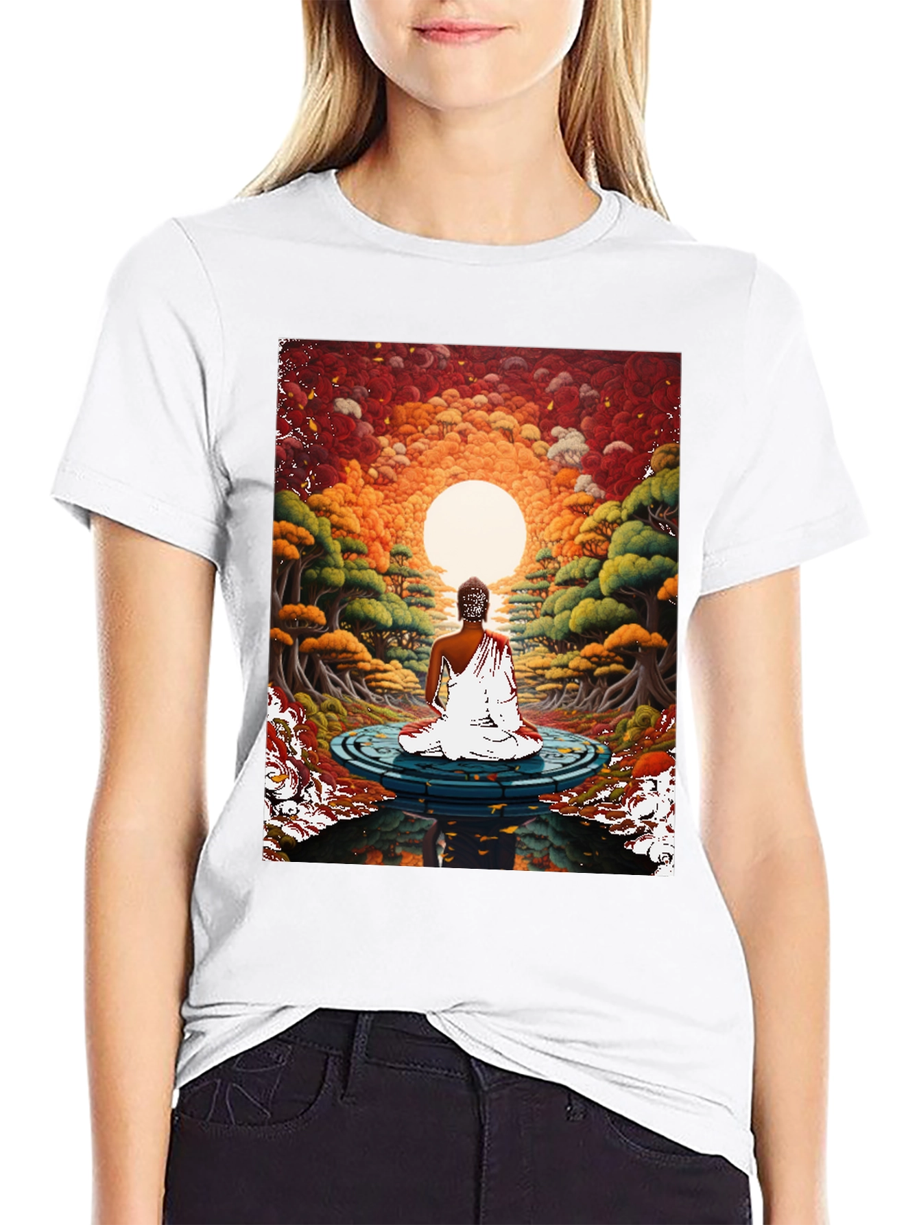 Meditative T-Shirt: Buddha Sunset Design