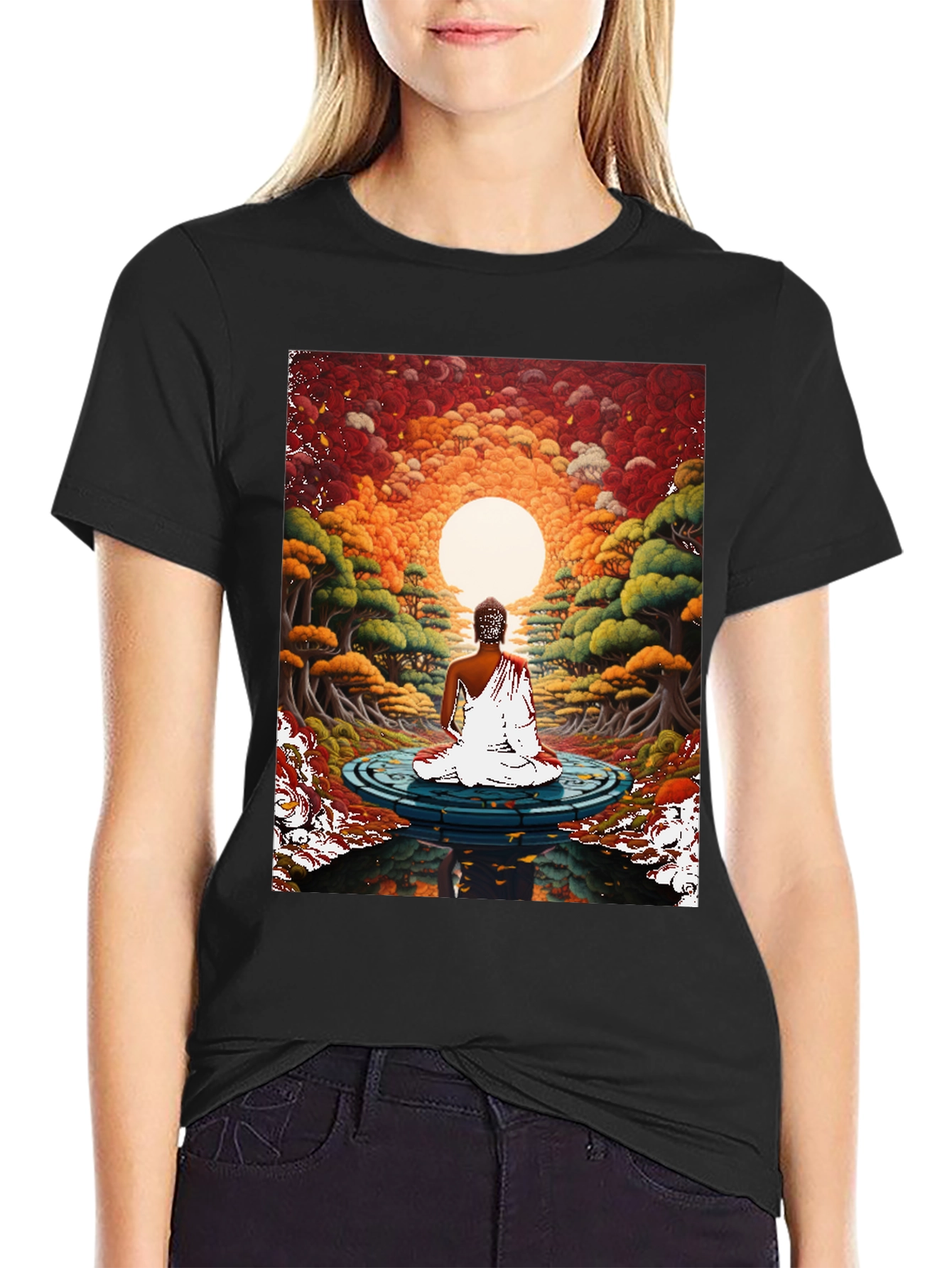 Meditative T-Shirt: Buddha Sunset Design
