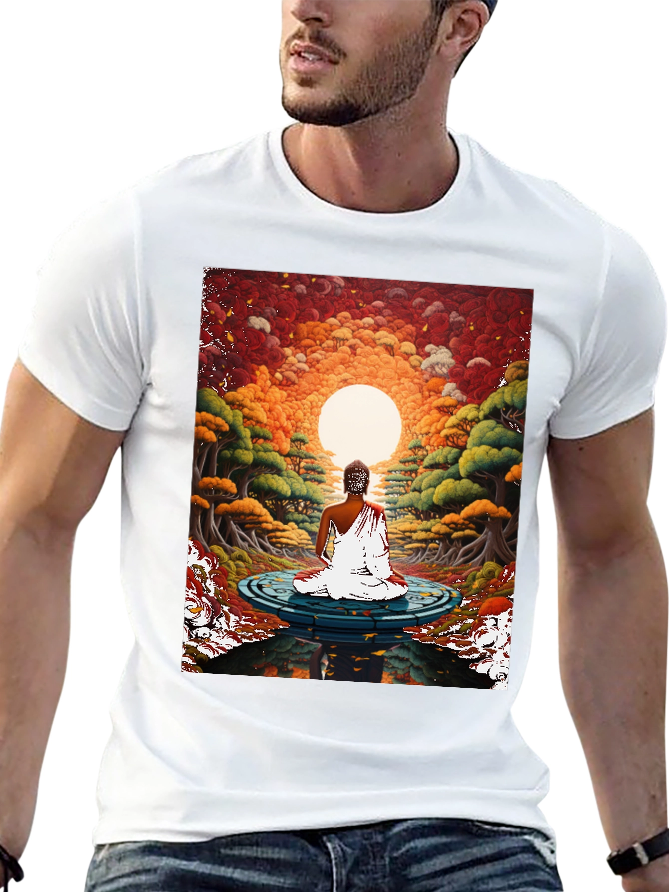 Meditative T-Shirt: Buddha Sunset Design