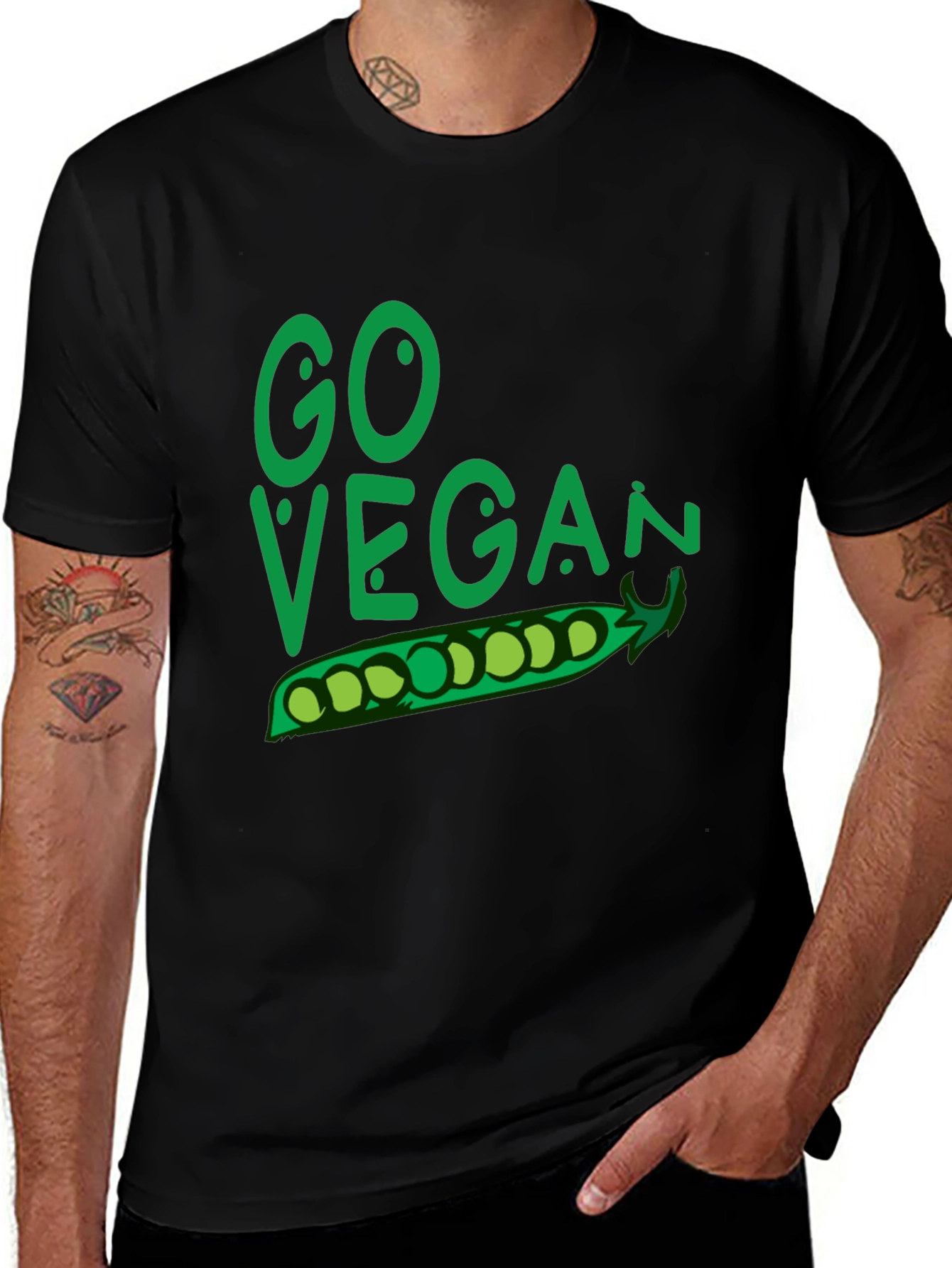 Go Vegan T-Shirt - Pea Pod Design