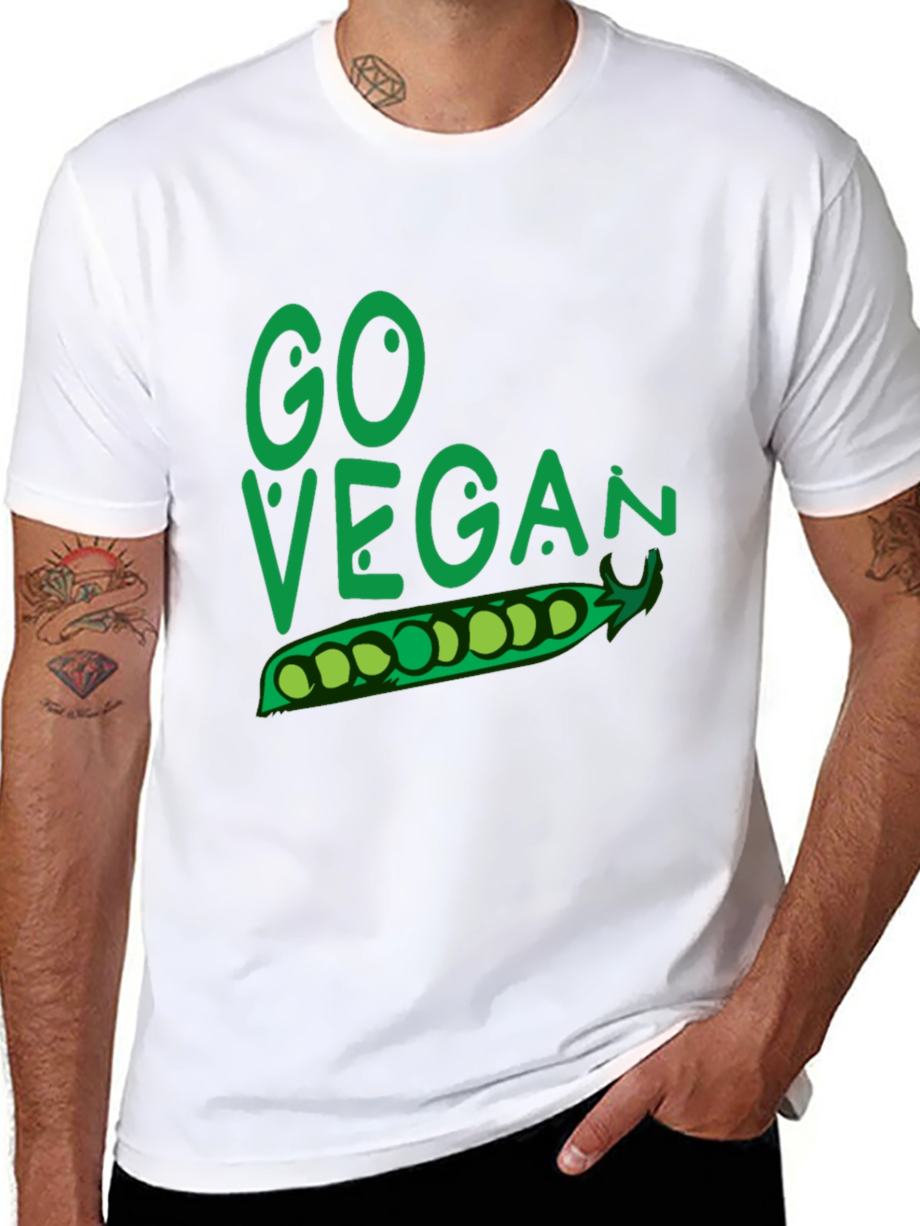 Go Vegan T-Shirt - Pea Pod Design