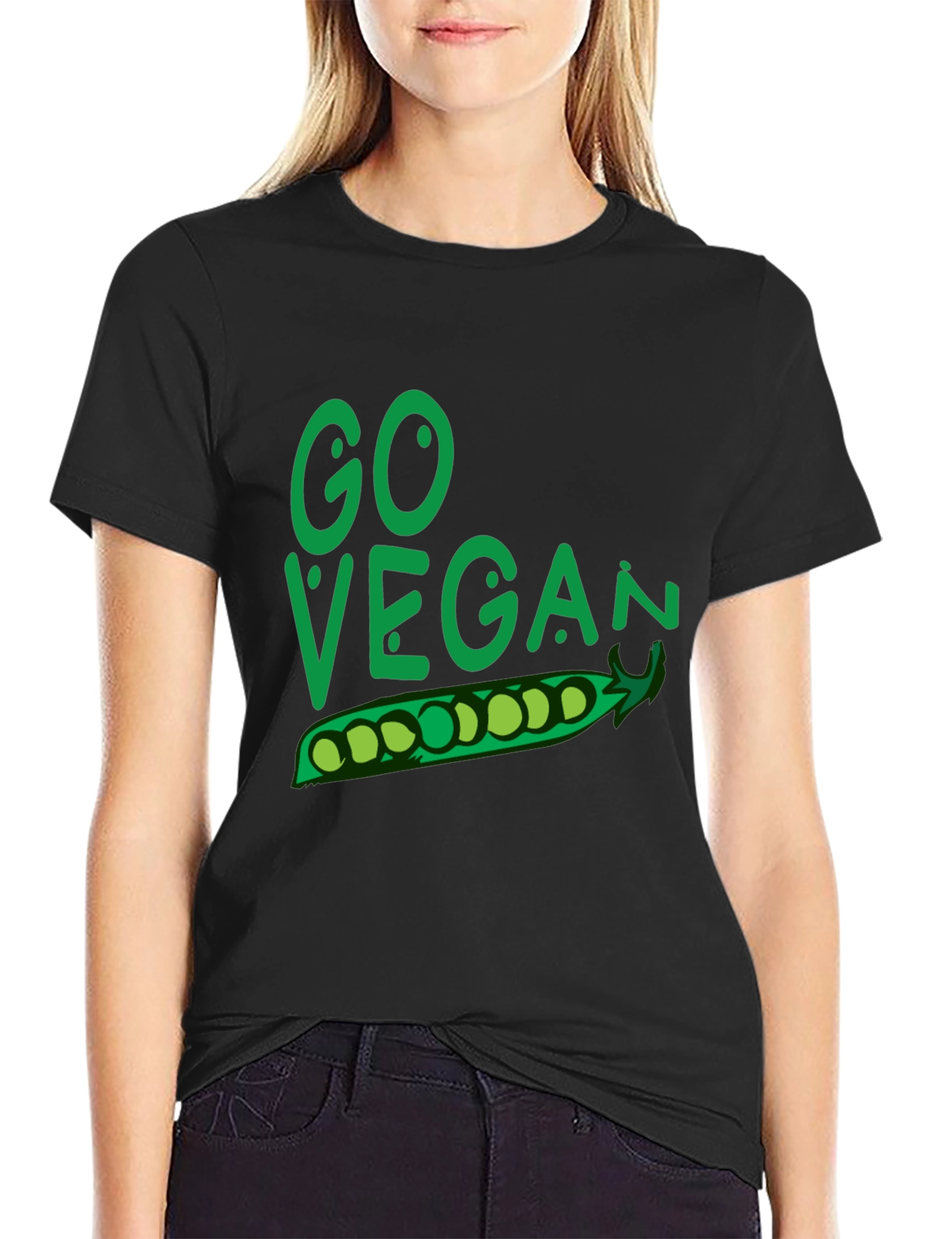 Go Vegan T-Shirt - Pea Pod Design