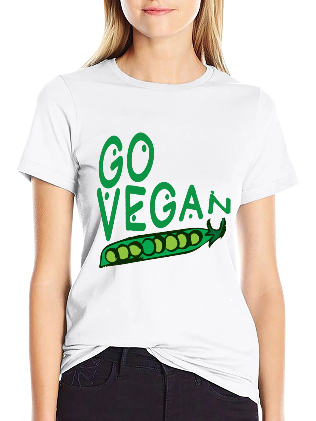 Go Vegan T-Shirt - Pea Pod Design