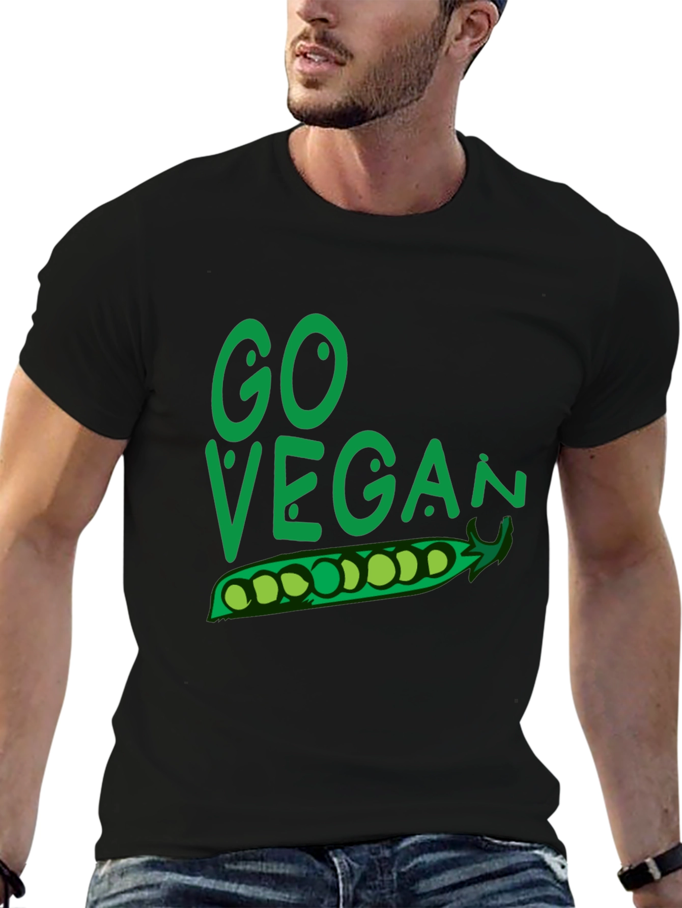 Go Vegan T-Shirt - Pea Pod Design