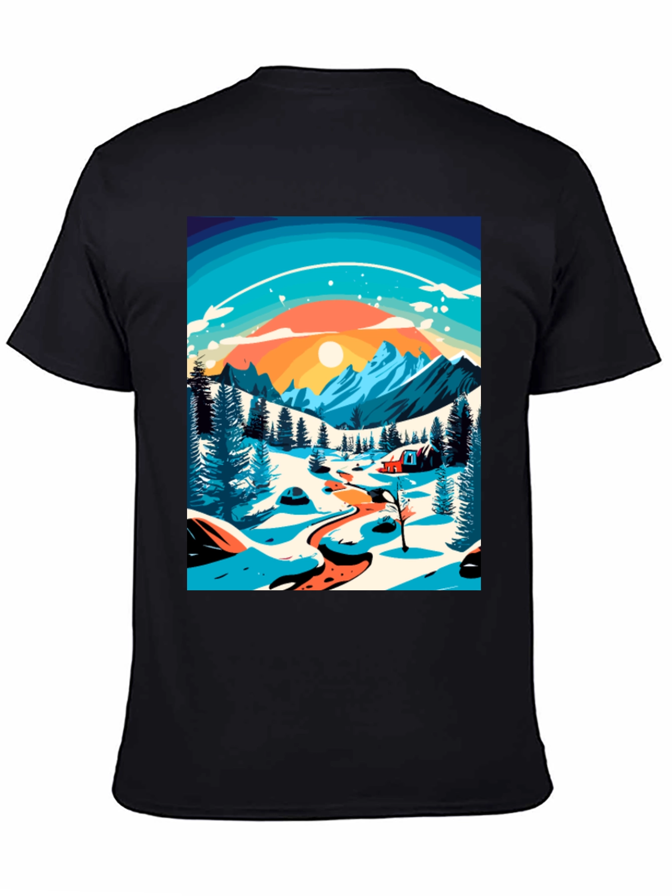 Winter Mountain Scene Graphic Tee