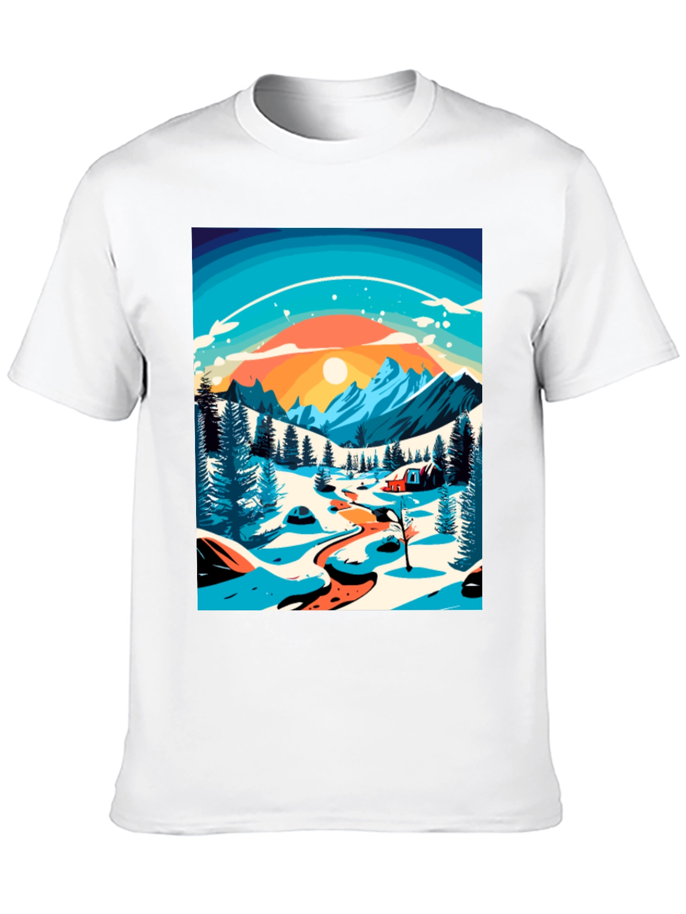 Winter Mountain Scene Graphic Tee