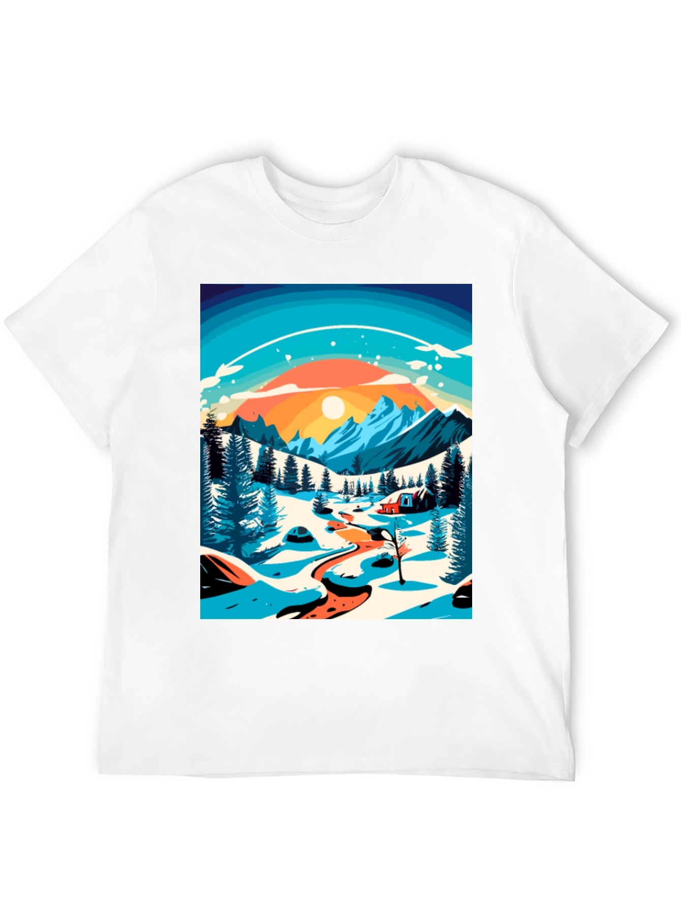 Winter Mountain Scene Graphic Tee