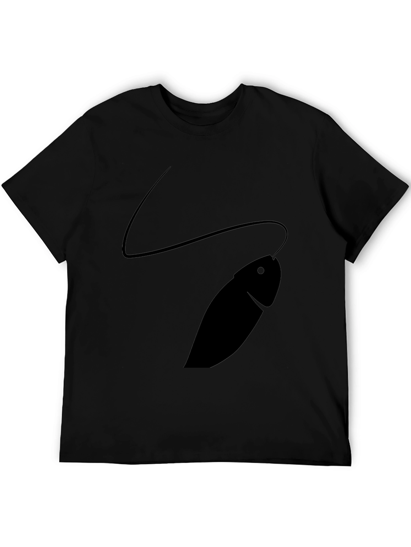 Mens Black T-Shirt with Fish Design