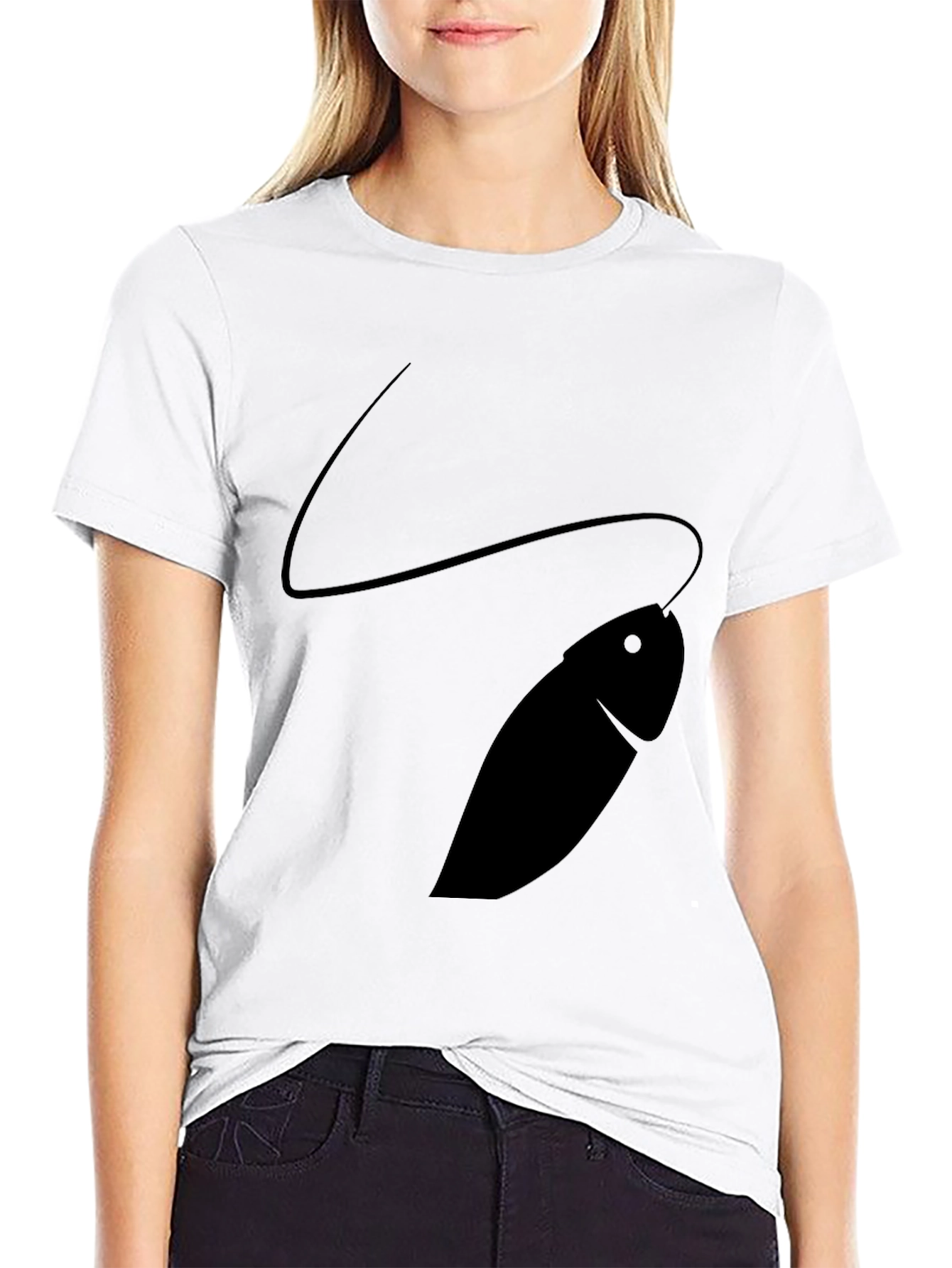 Mens Black T-Shirt with Fish Design